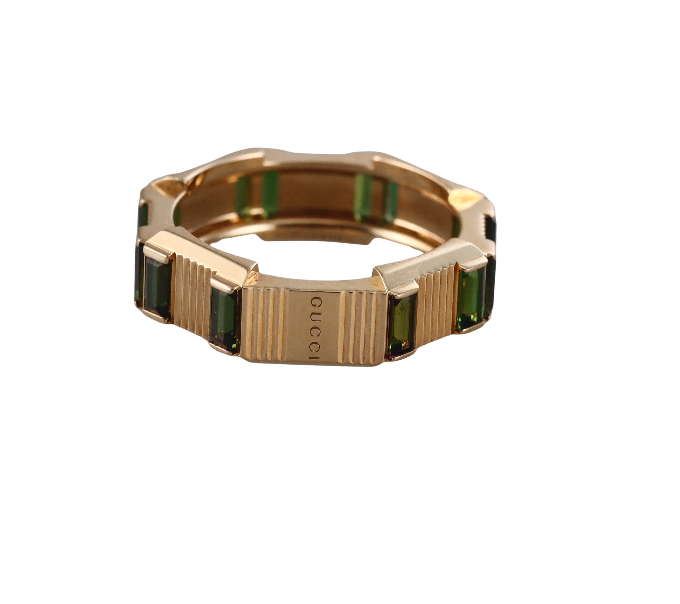 18k Gucci Link to Love Yellow Gold Tourmaline Ring Retail $4350