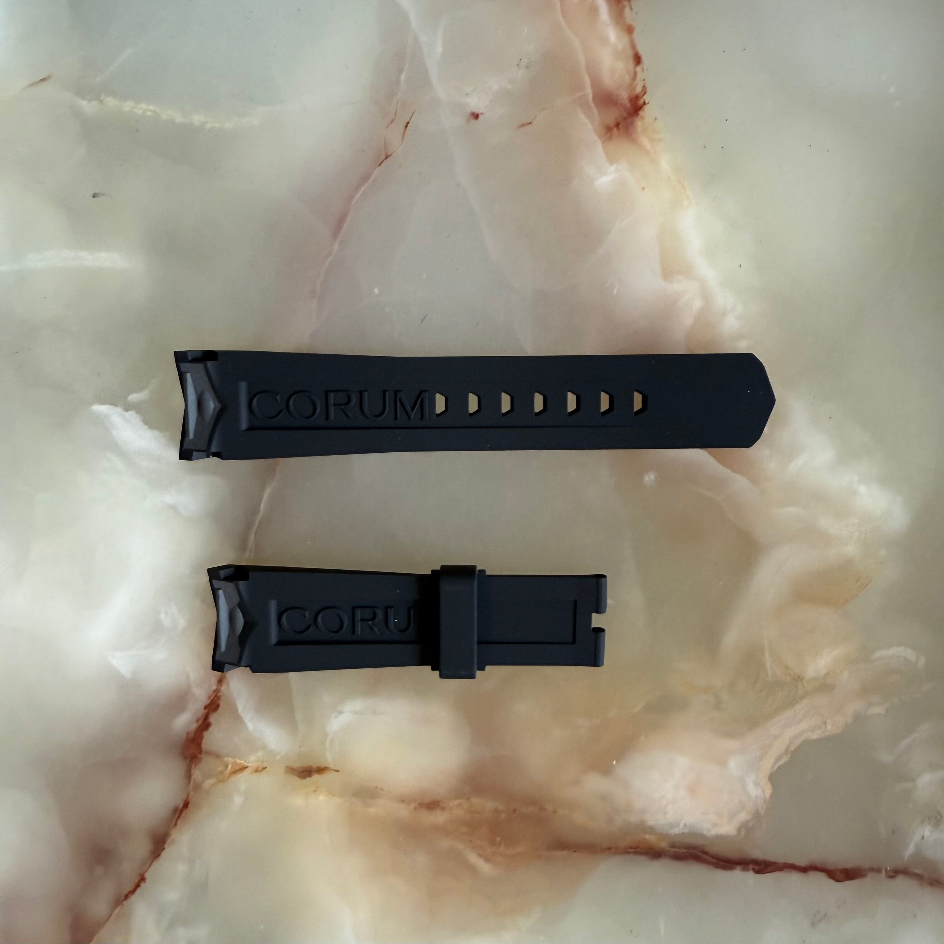 Authentic Corum Black Rubber Watch Strap Band 23mm