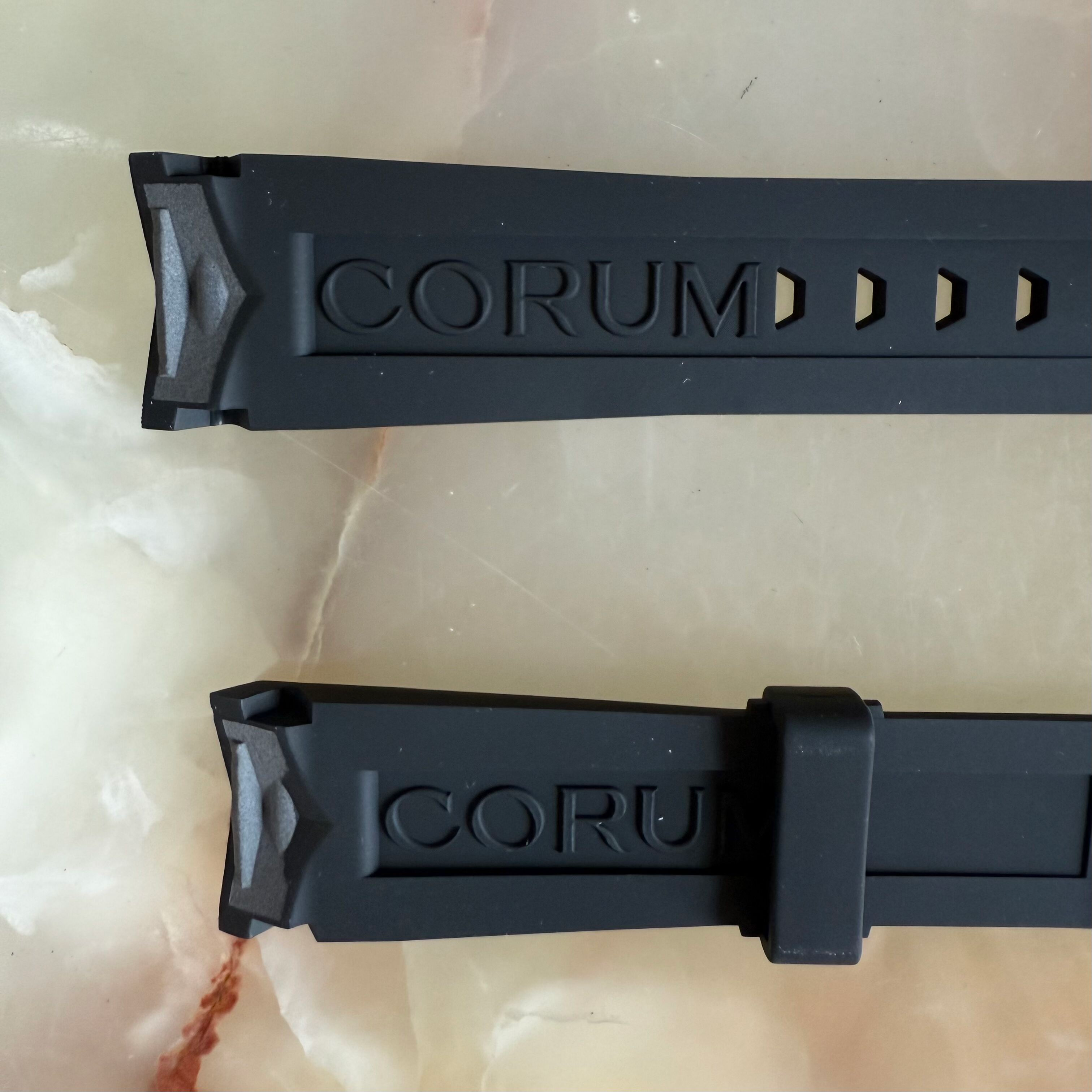 Authentic Corum Black Rubber Watch Strap Band 23mm