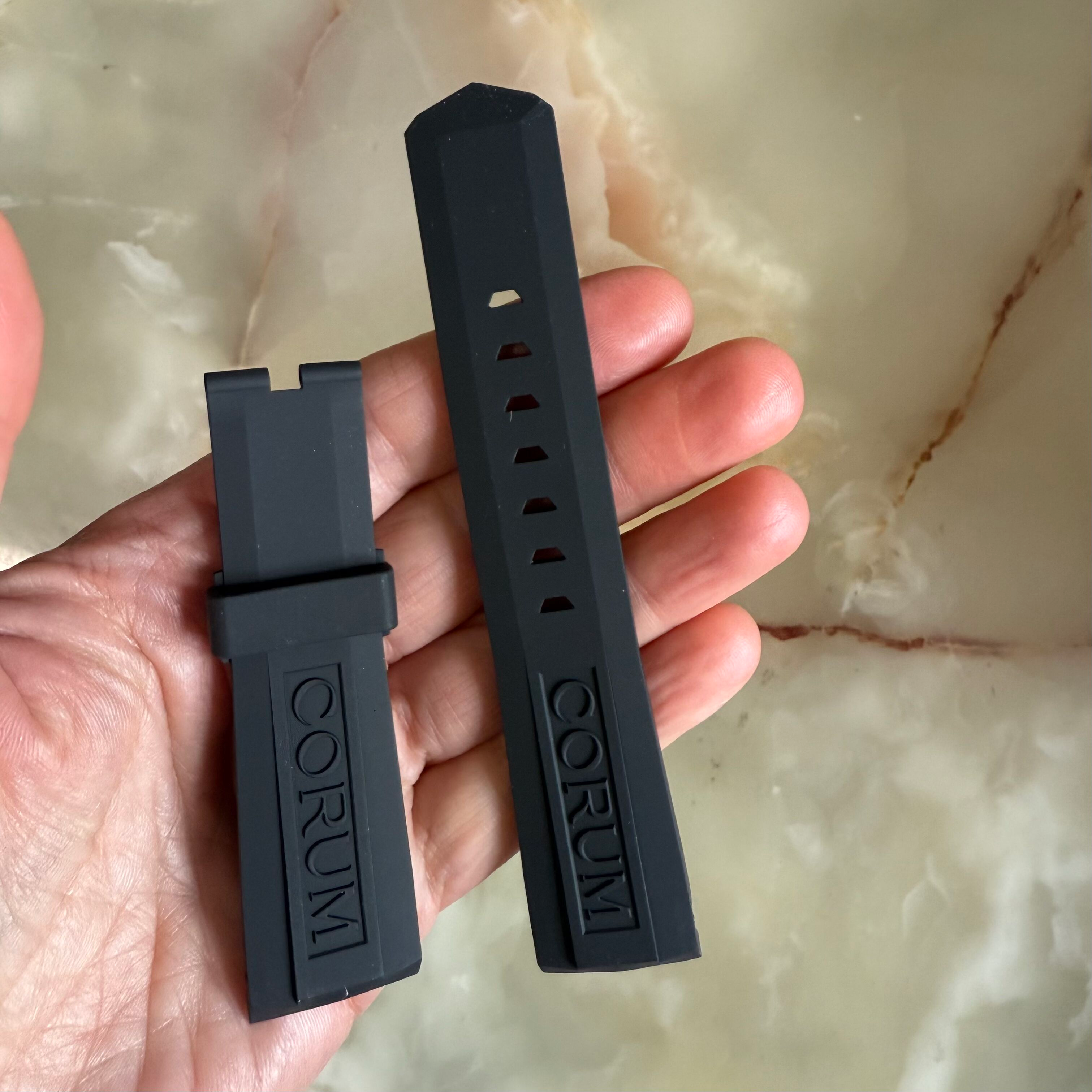 Authentic Corum Black Rubber Watch Strap Band 23mm