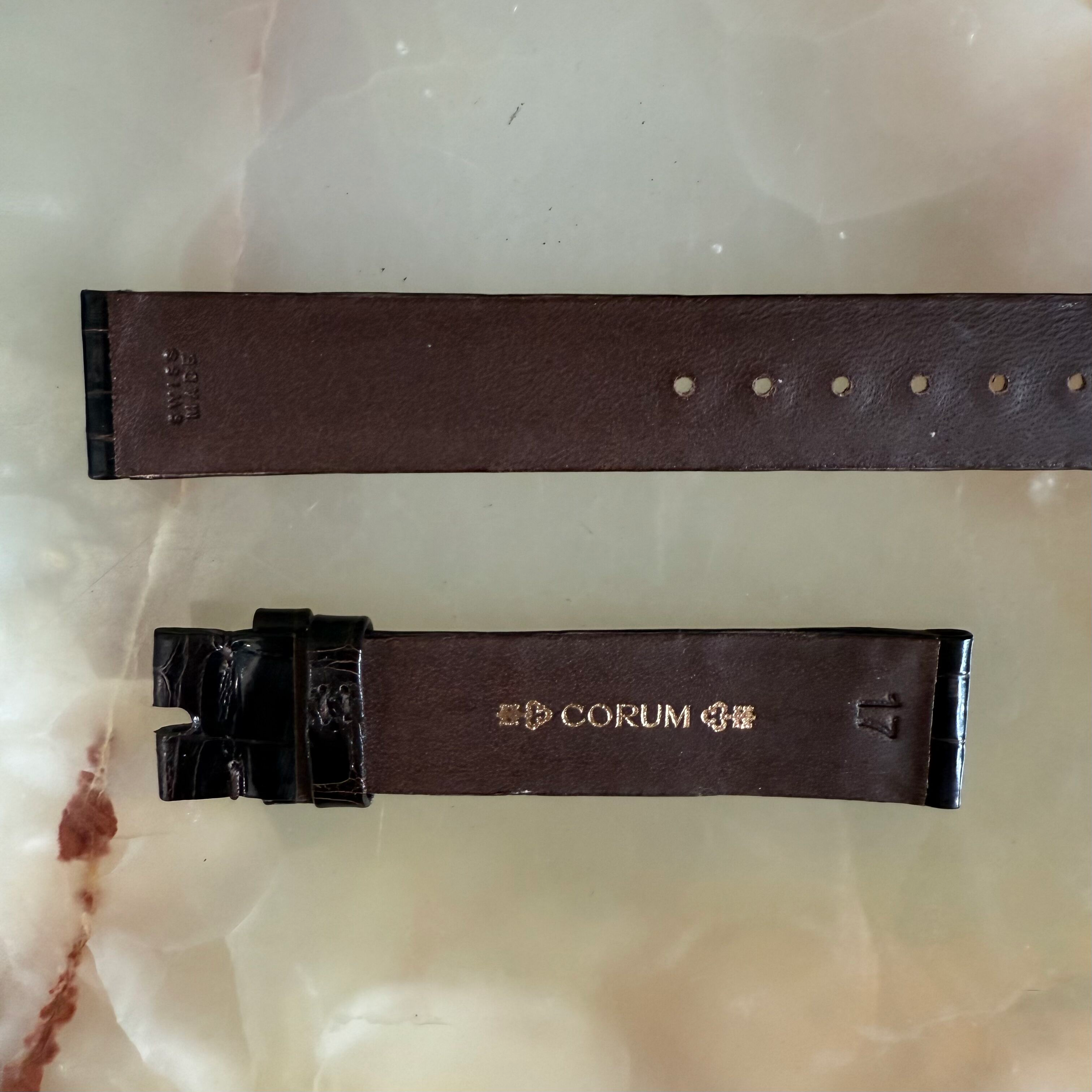 Authentic Corum Brown Crocodile Watch Strap Band 17mm