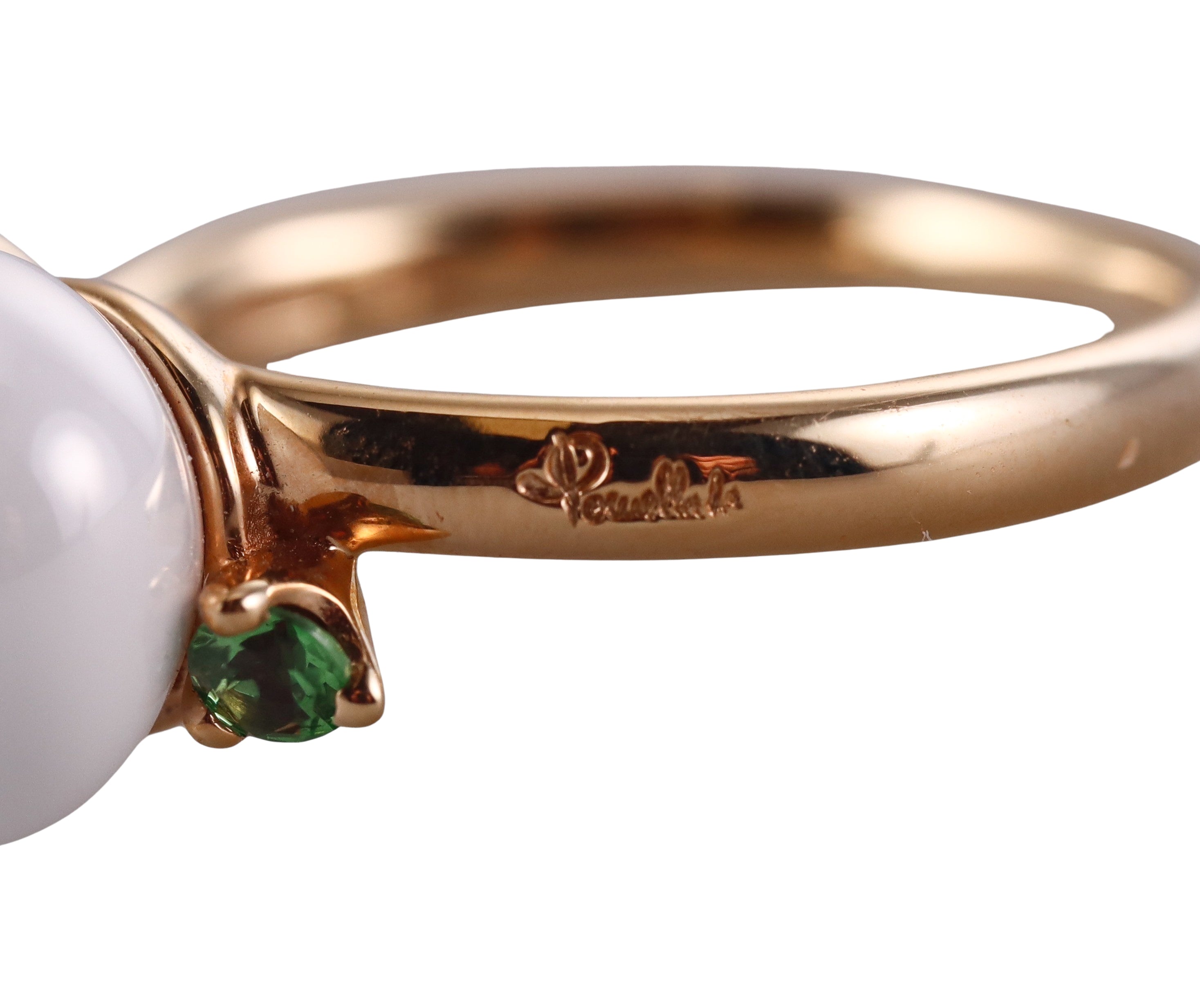 Pomellato Capri Collection 18k Yellow Gold White Ceramic Ring Retail $1490