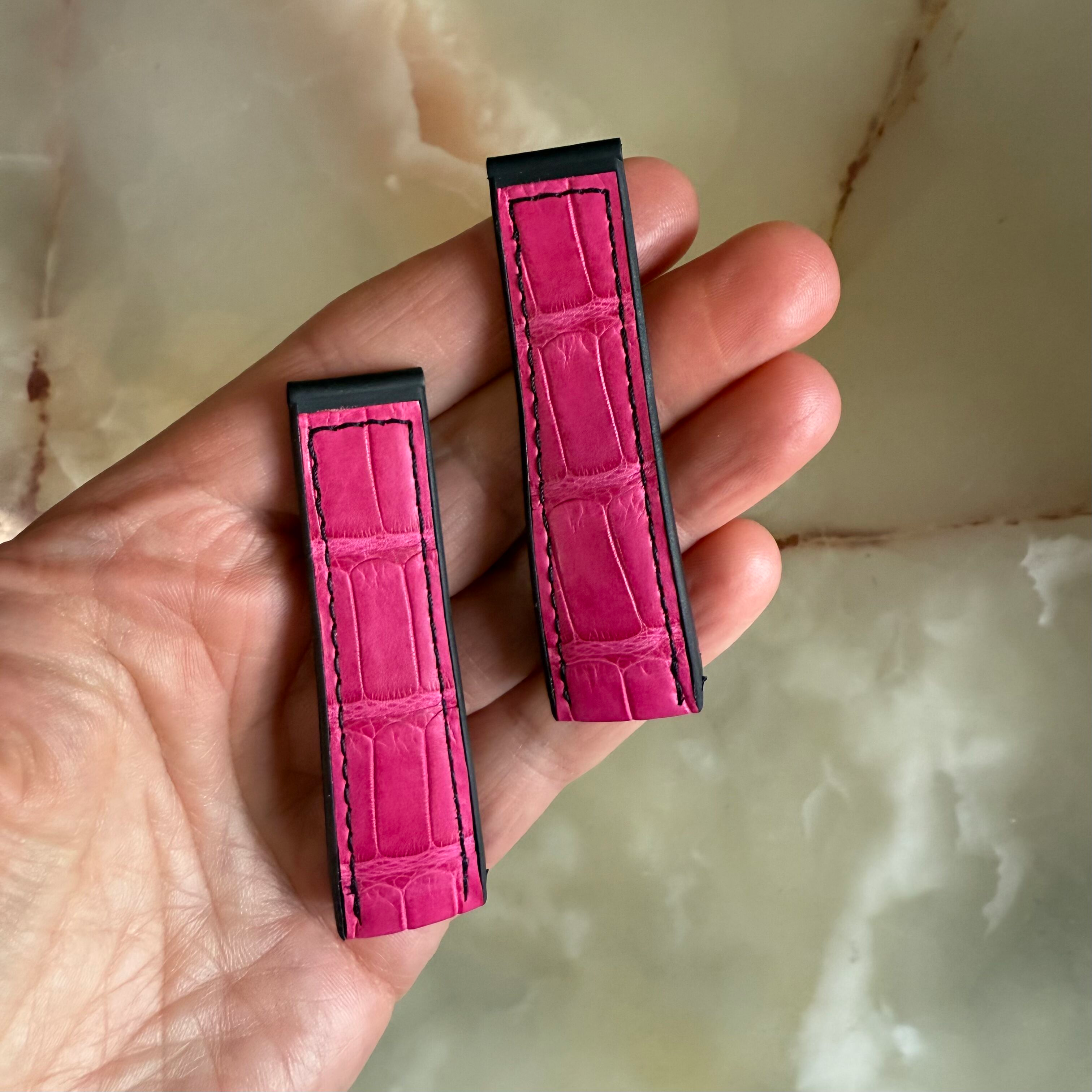 Authentic Corum Bubble Pink Crocodile Watch Strap Band 18mm