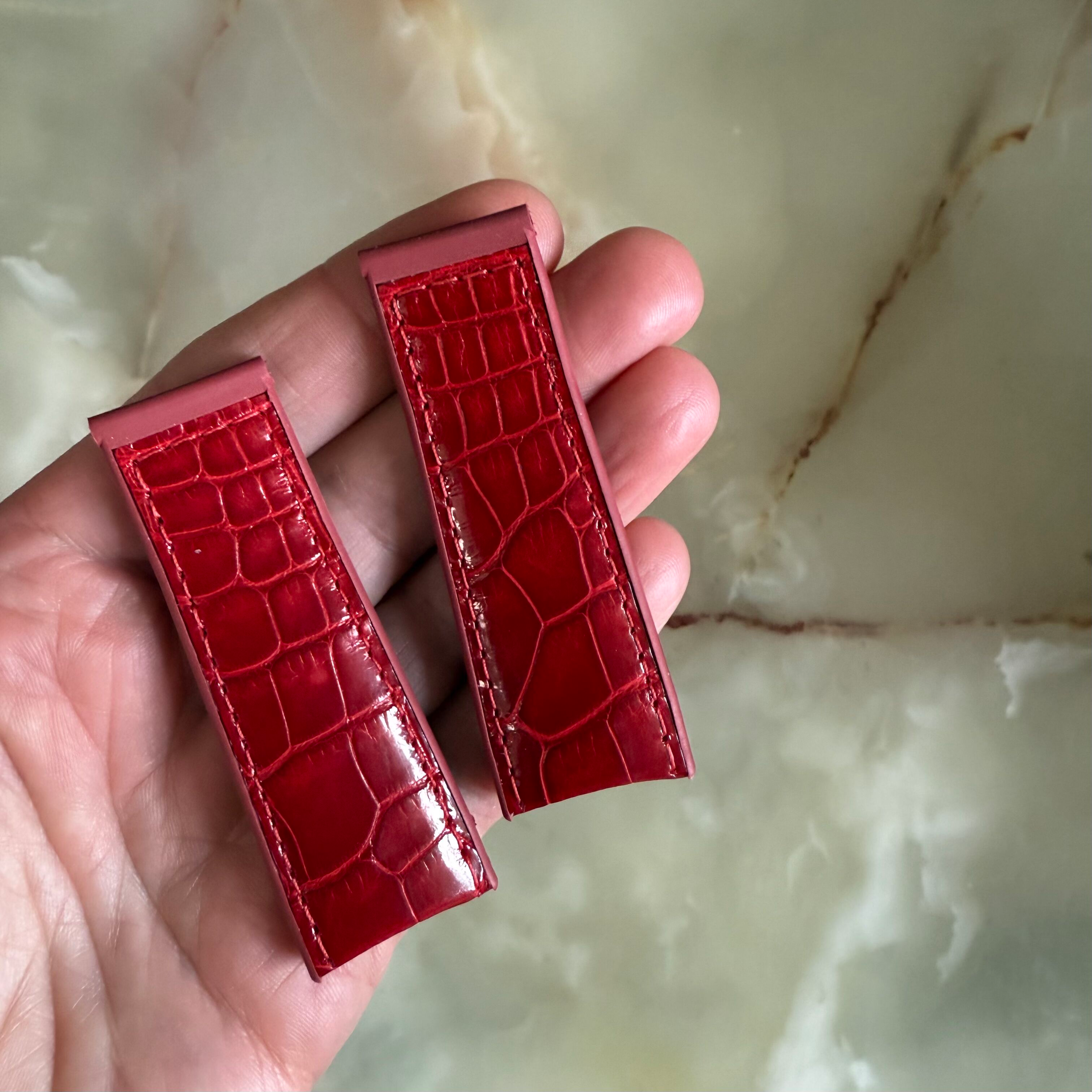 Authentic Corum Bubble Red Crocodile Watch Strap Band 23mm 1011