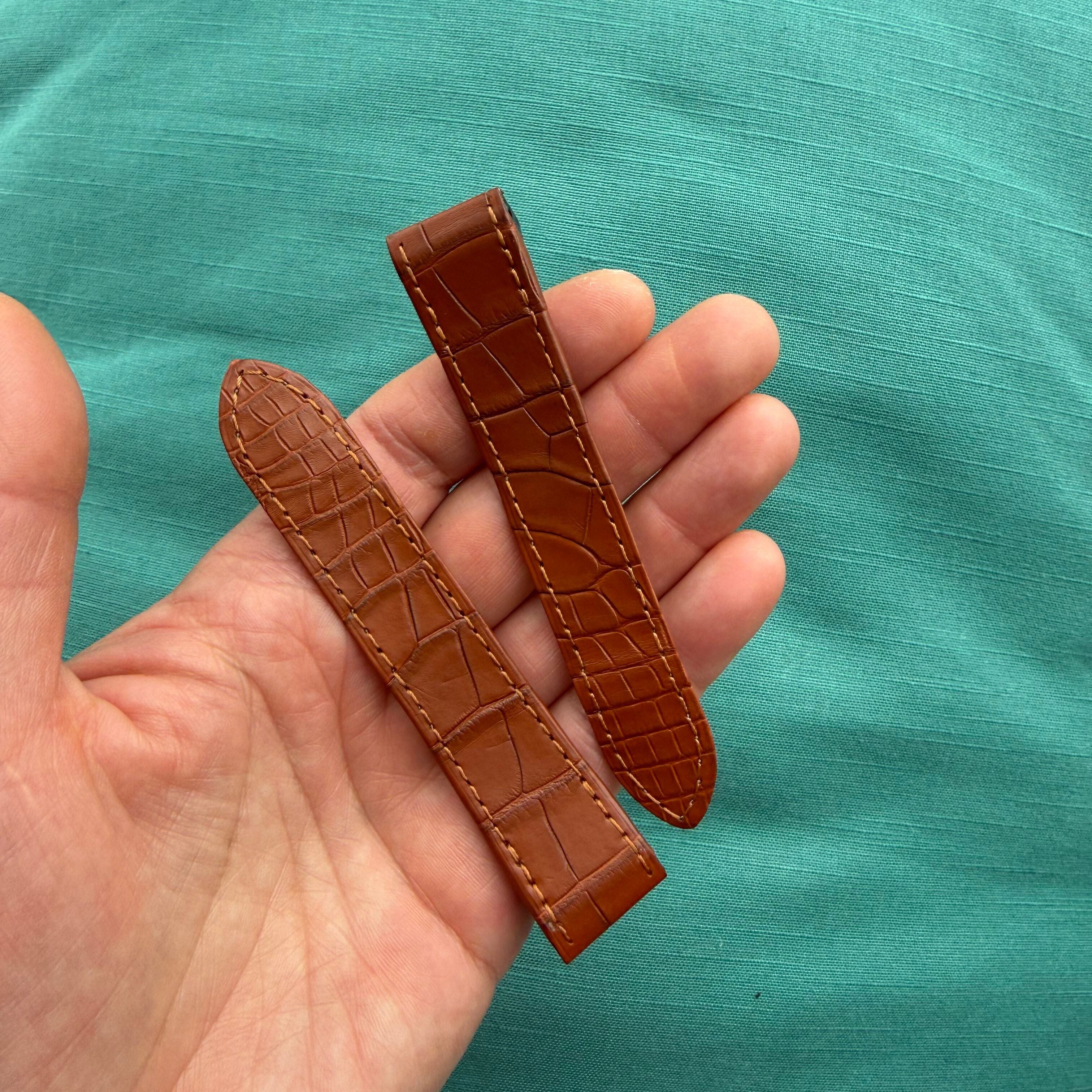 Authentic Cartier Brown Alligator Quick Release Watch Strap Band 19.75mm KD1M9K12
