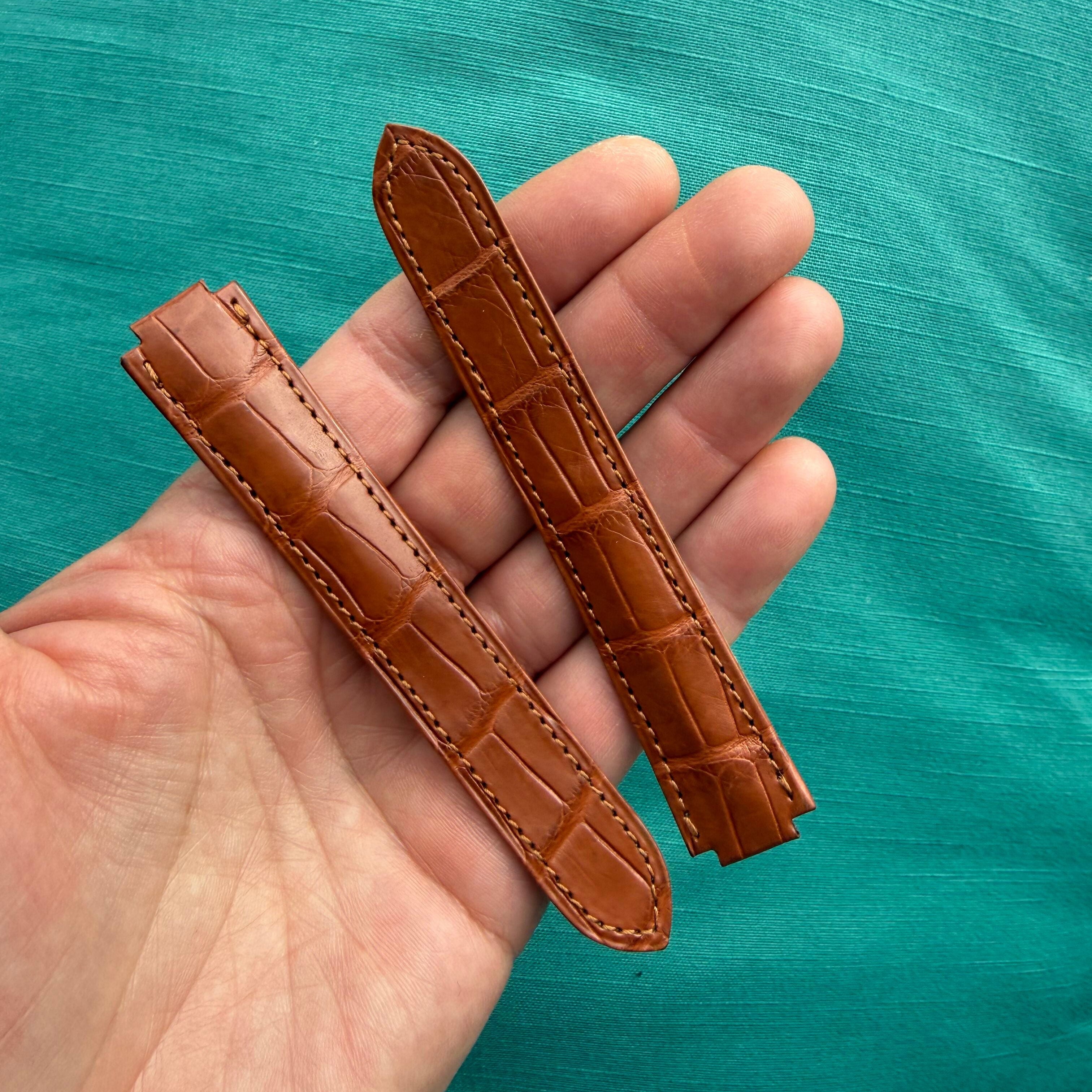 Authentic Cartier Balloon Bleu Brown Alligator Watch Strap Band 18.60mm KD2H2K12