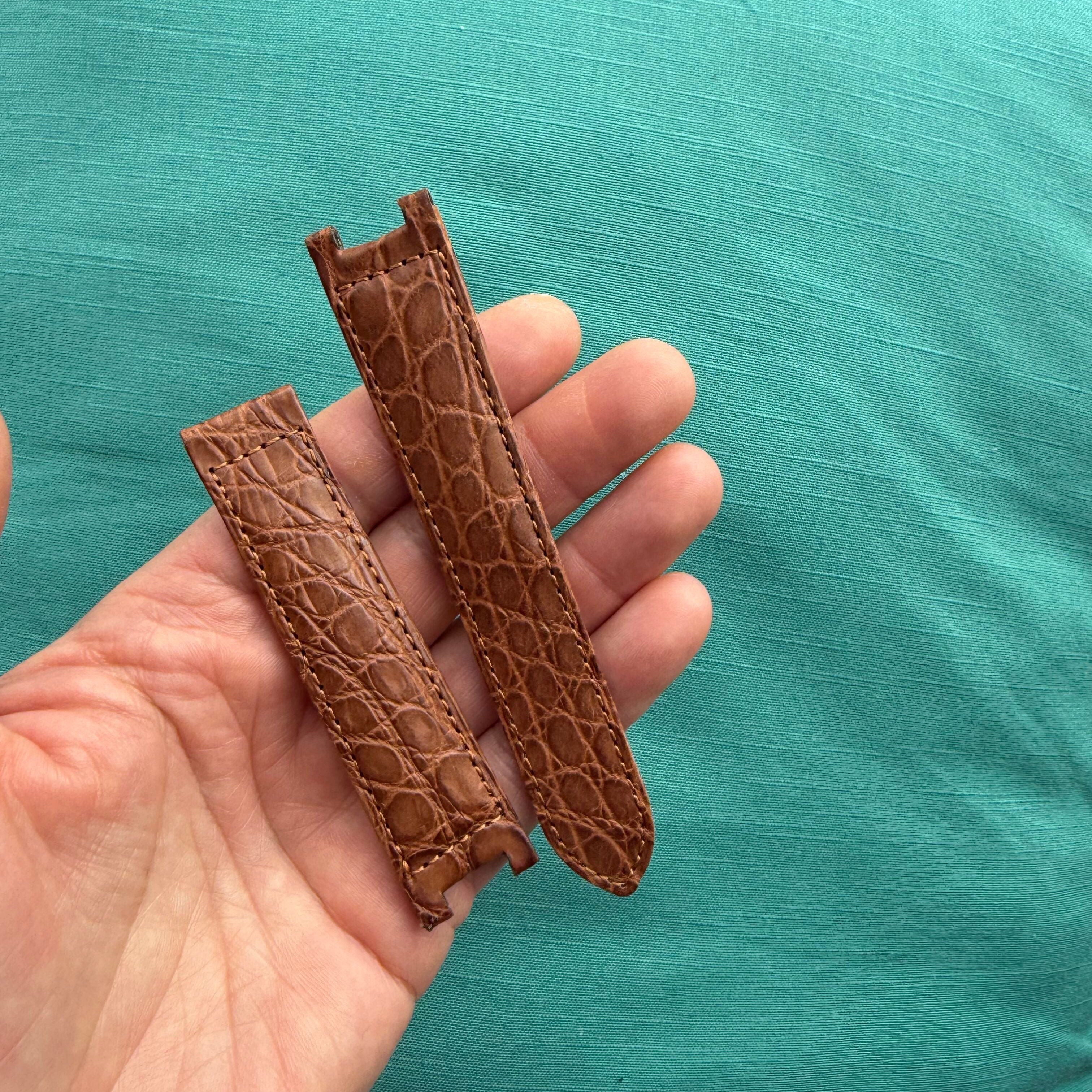 Authentic Cartier Pasha Brown Alligator Watch Strap Band 19mm KD221977-S22