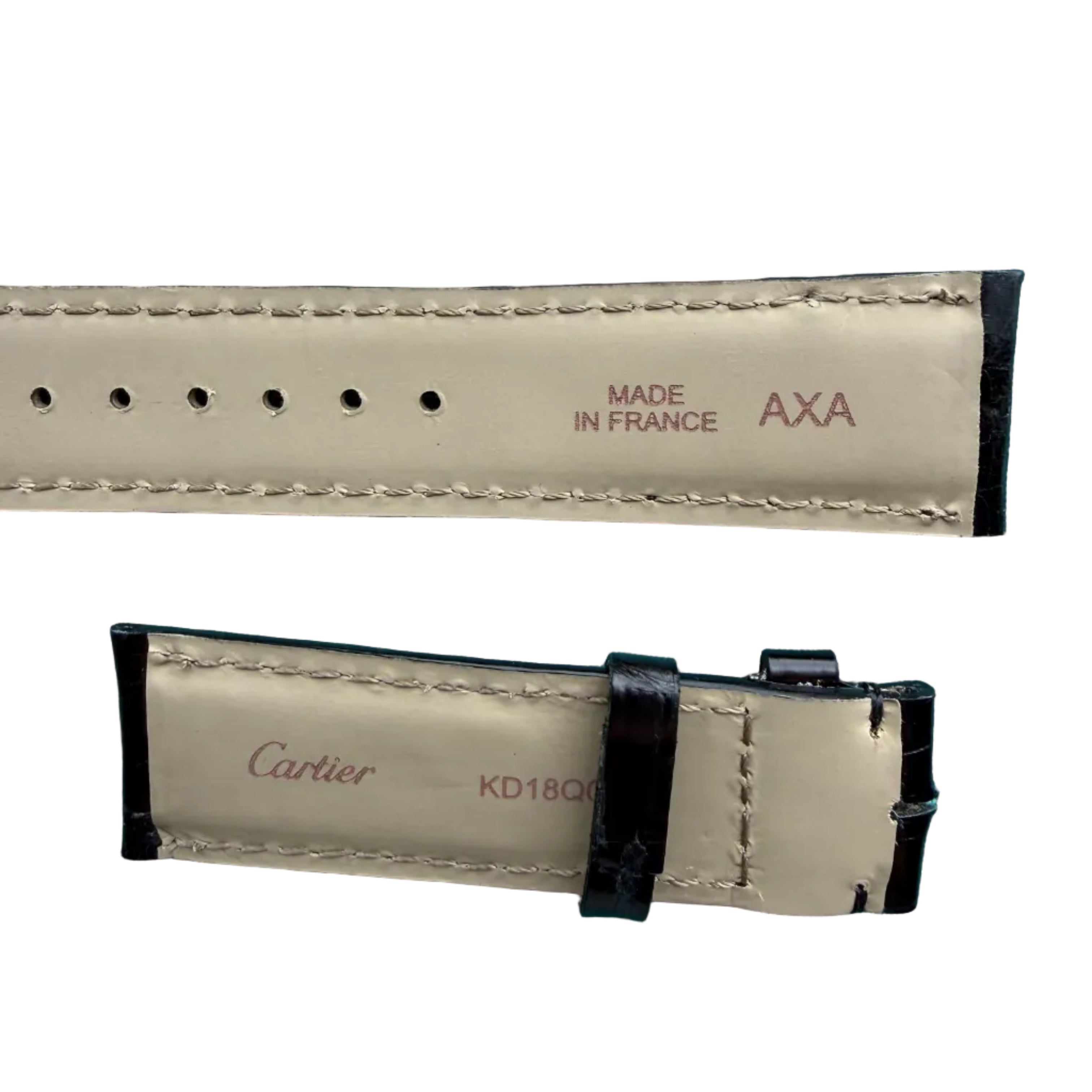 Authentic Cartier Black Alligator Padded & Stitched Watch Strap Band 20mm KD18Q037