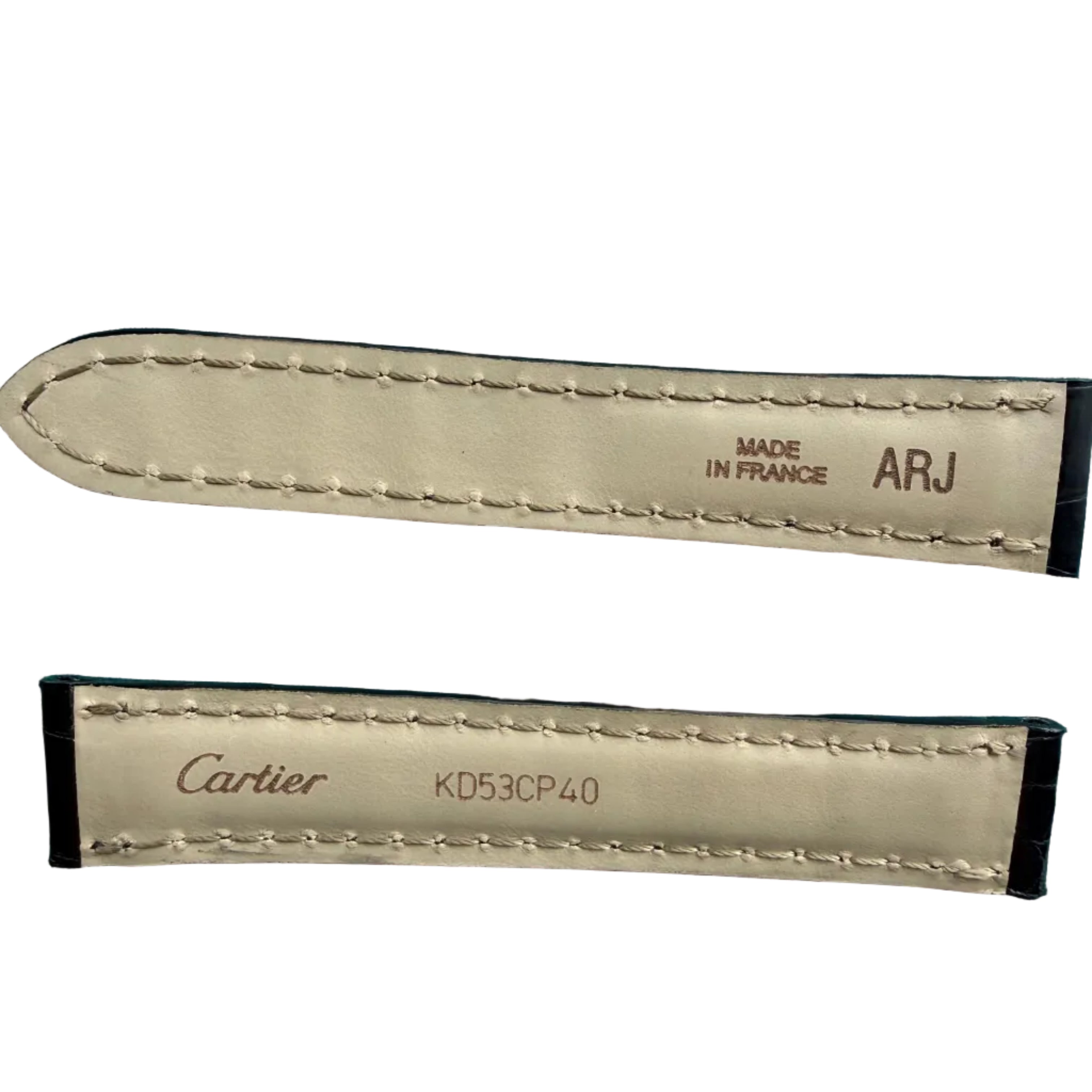 Authentic Cartier Black Alligator Padded & Stitched Watch Strap Band 15mm KD53CP40