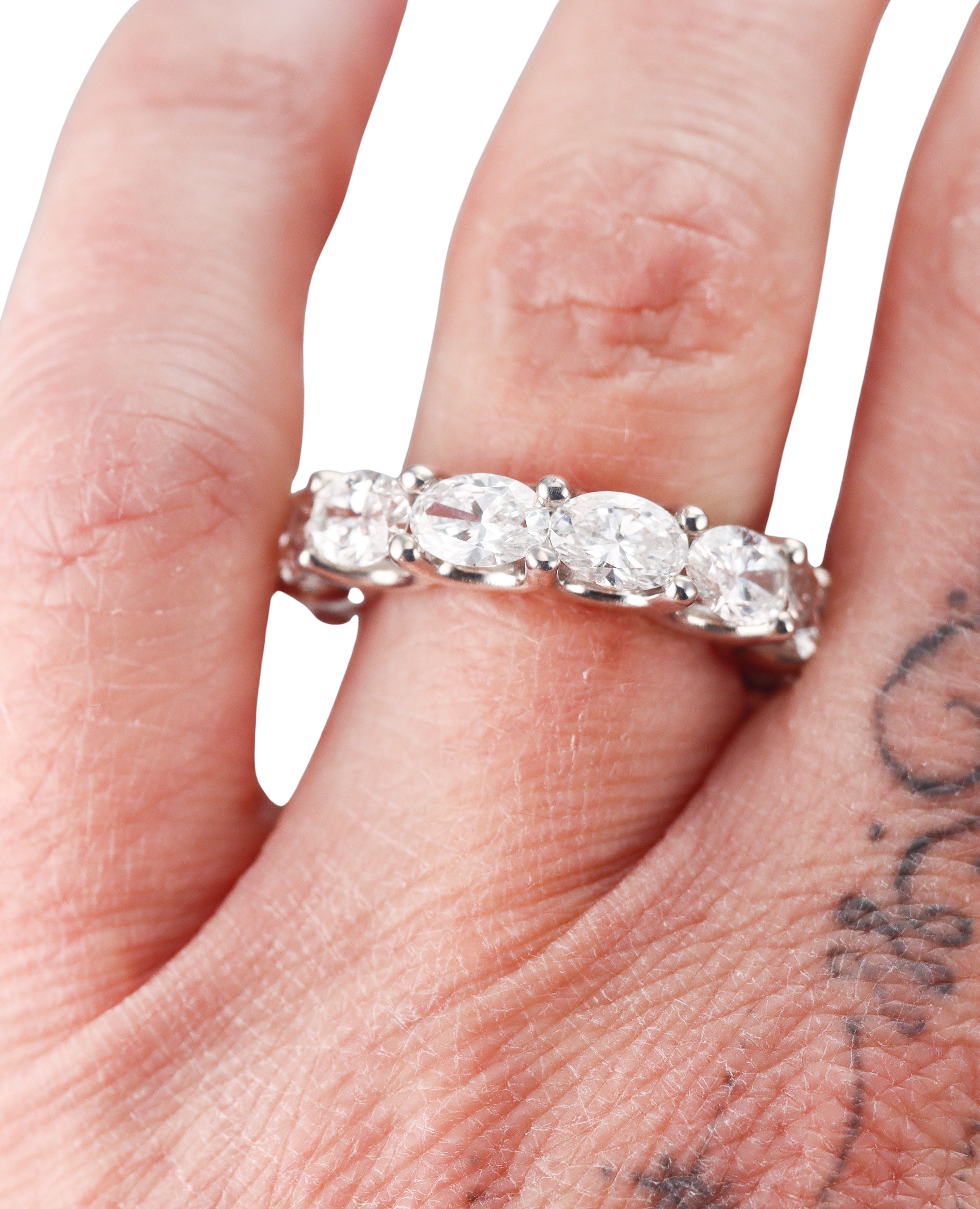 Solid 14k Gold Lab Grown 7.25ctw VS2/F Oval Cut Diamond Eternity Band Ring
