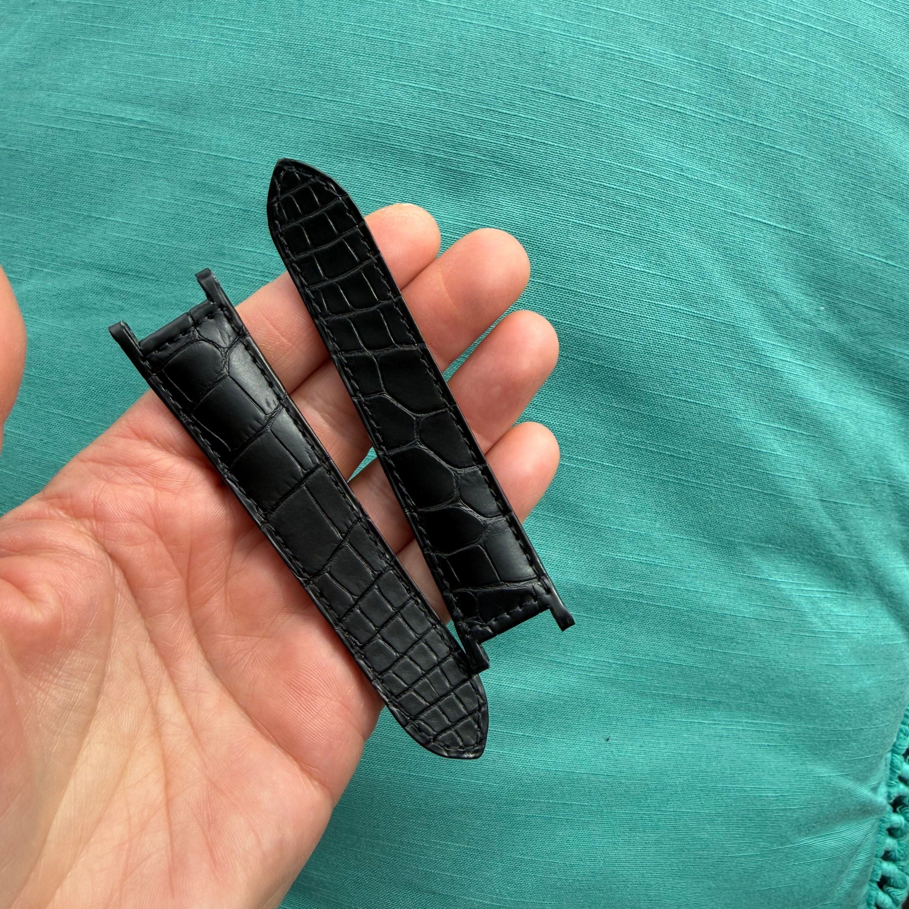 Authentic Cartier Pasha Black Alligator Watch Strap Band 20.85mm KD1H9K97-S06