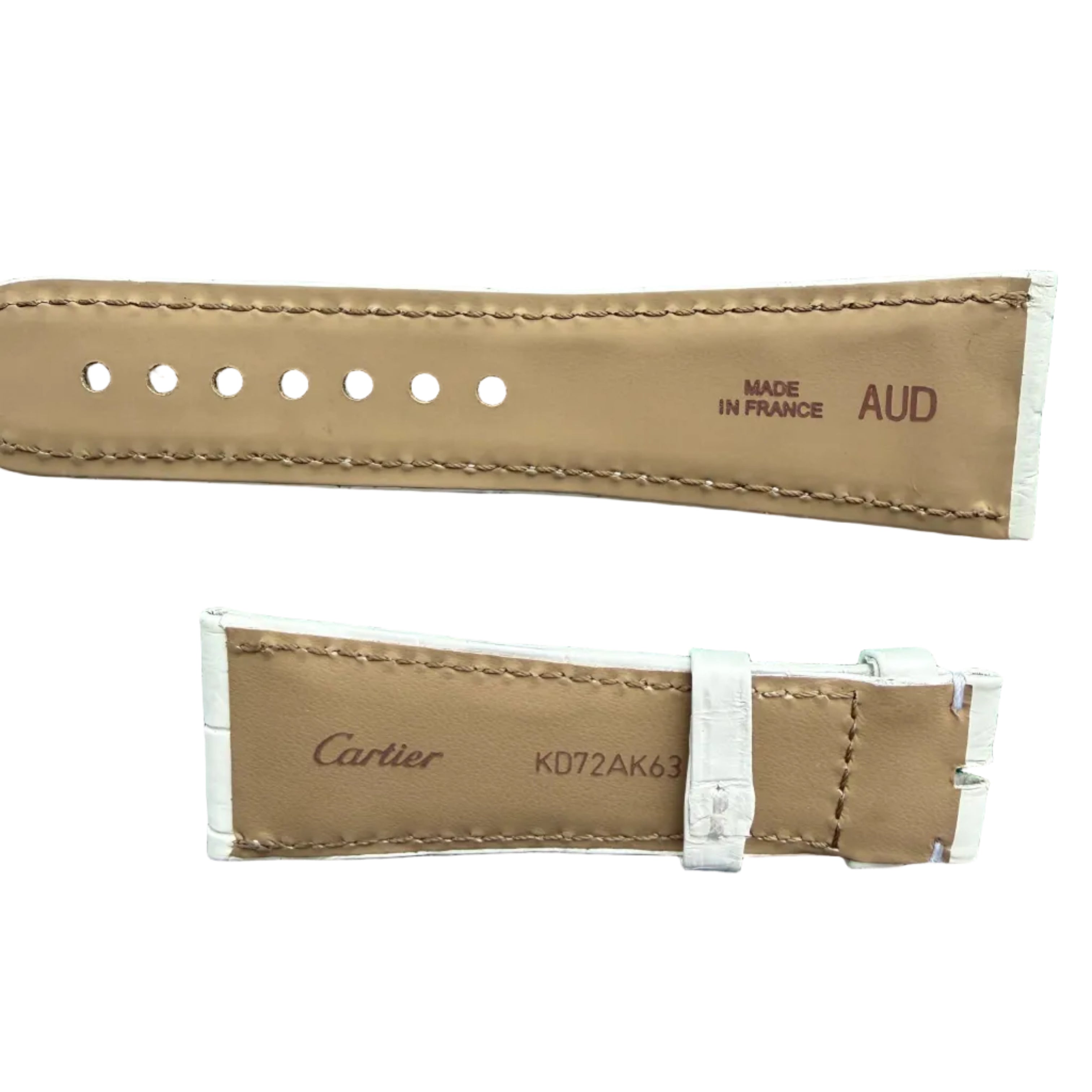 Authentic Cartier White Alligator Watch Strap Band 24.30mm KD72AK63