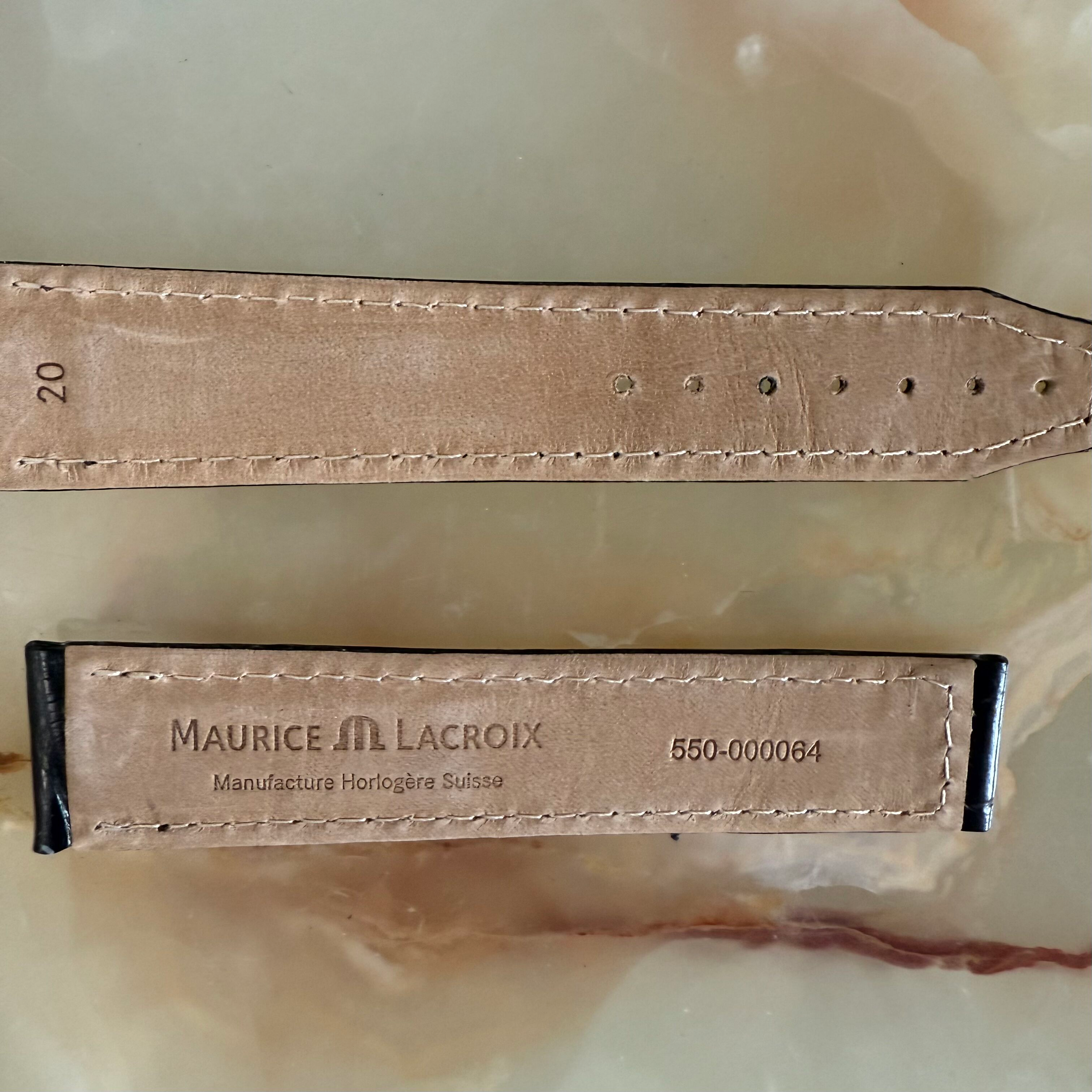Authentic Maurice Lacroix Black Crocodile Watch Strap Band 20mm 550-000064