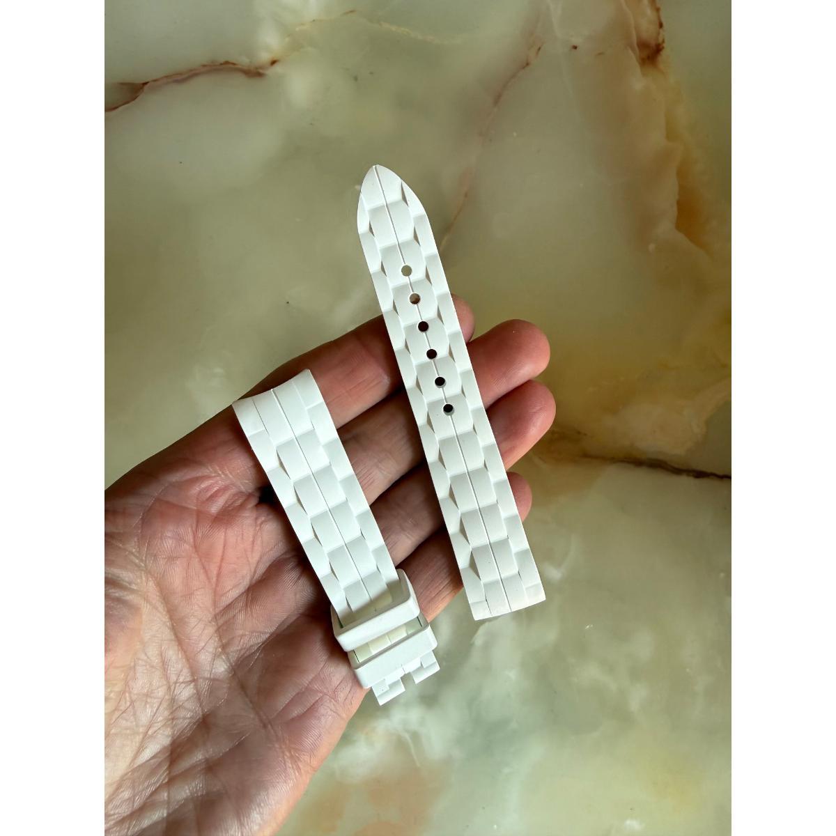 Authentic Chopard White Rubber Watch Strap Band 18mm