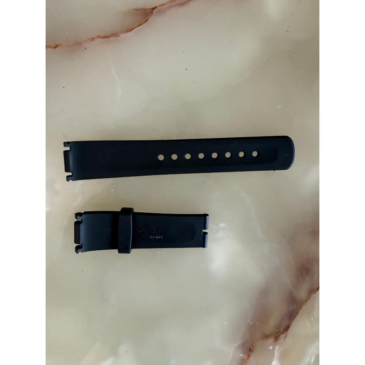 Authentic Glashutte Black Rubber Watch Strap Band 19mm