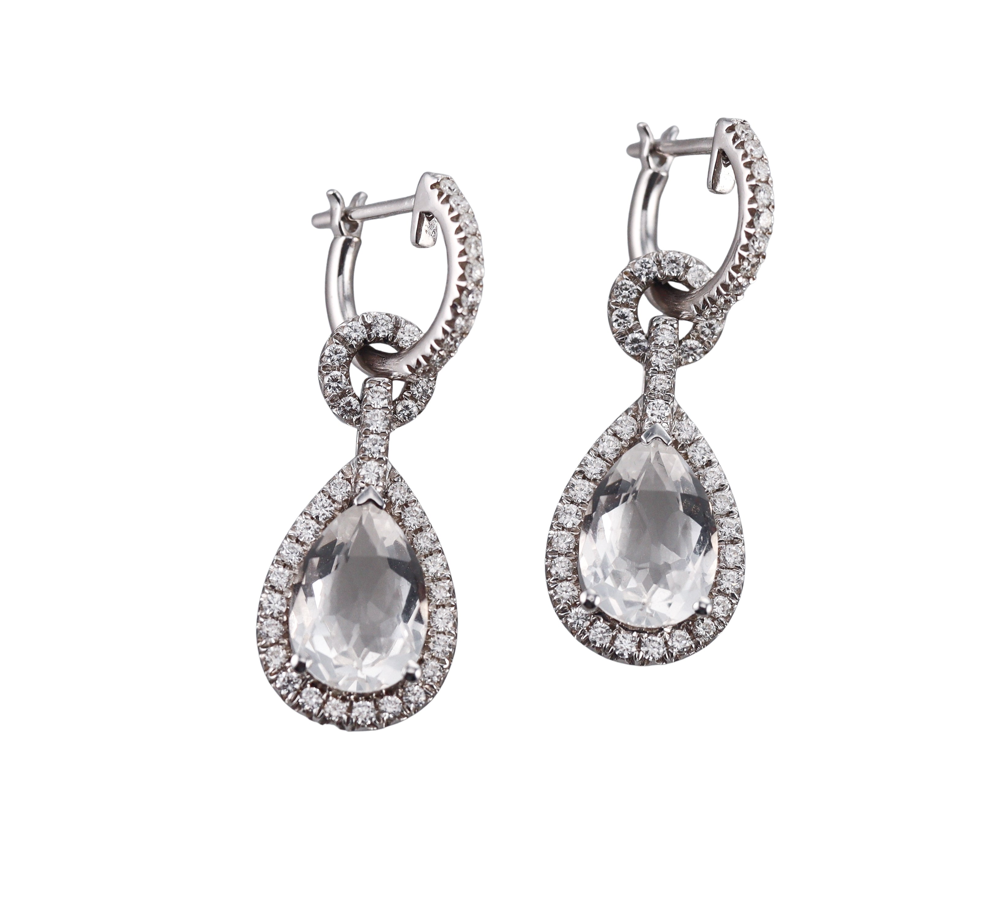 Modern 18k Gold Crystal Diamond Drop Earrings