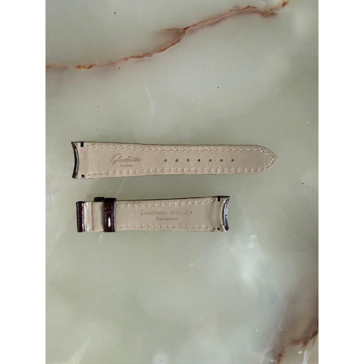 Authentic Glashutte Brown Alligator Watch Strap Band 19mm
