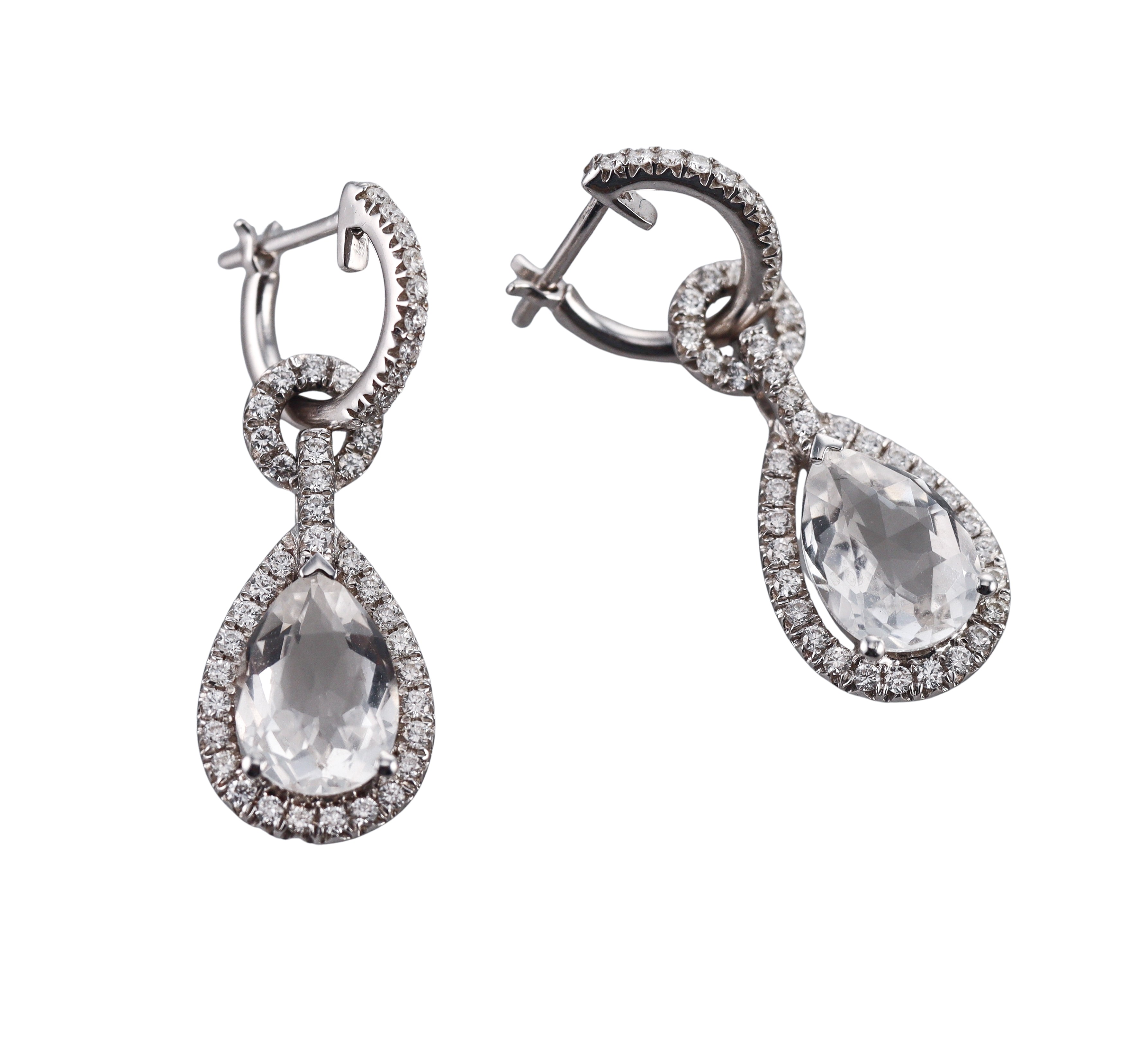 Modern 18k Gold Crystal Diamond Drop Earrings