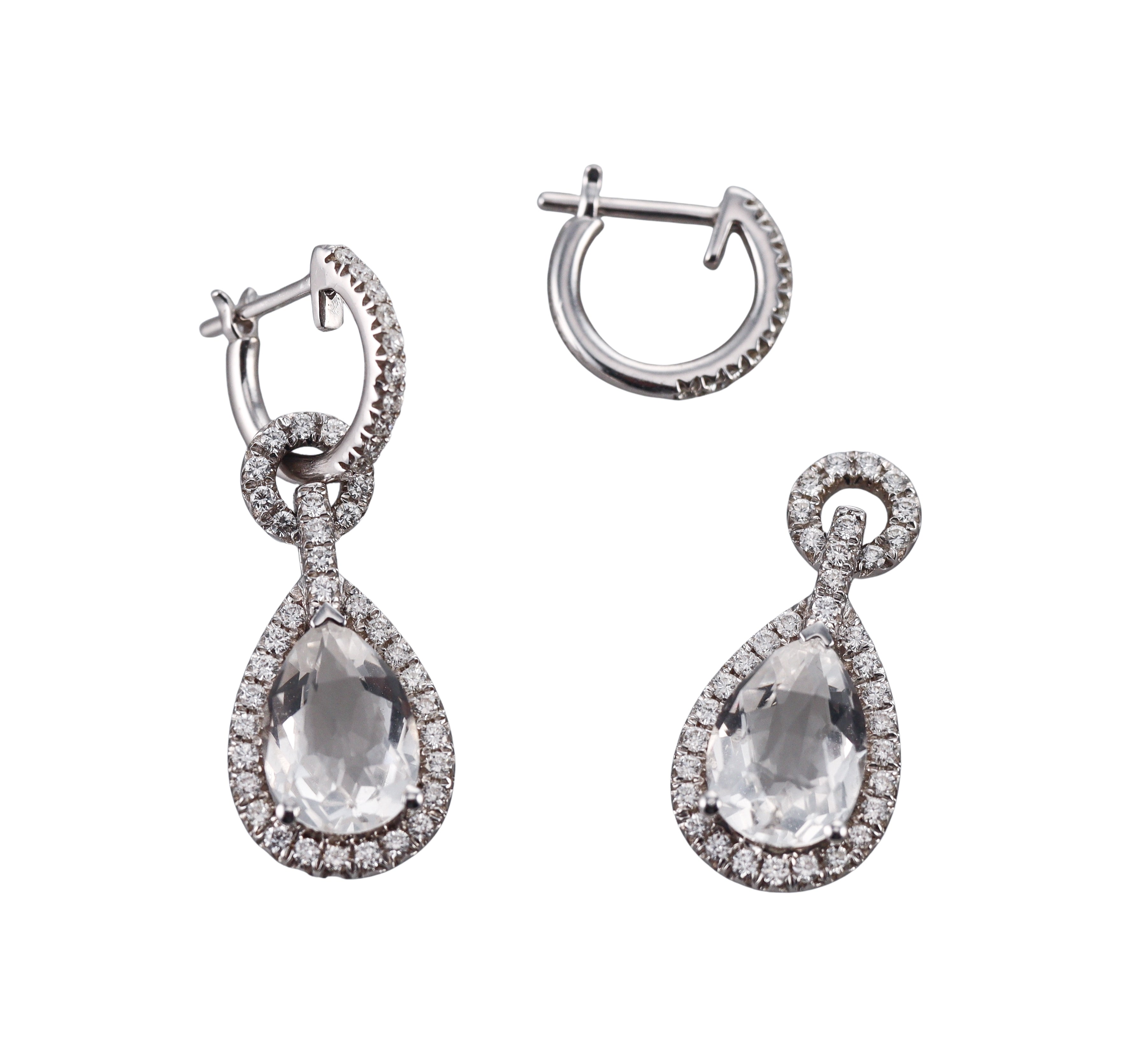 Modern 18k Gold Crystal Diamond Drop Earrings