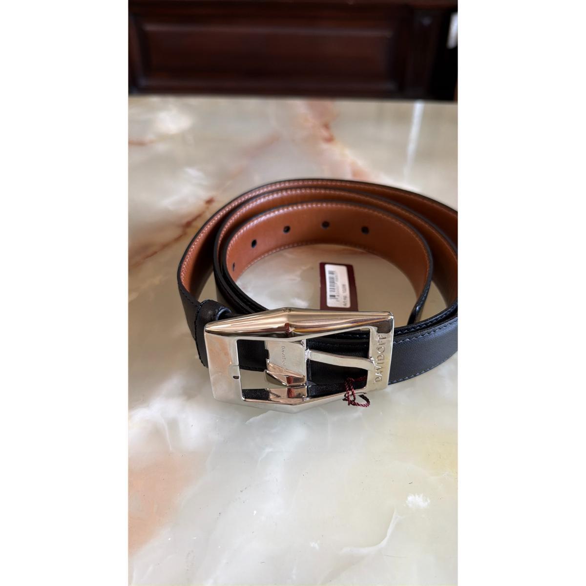 Davidoff Black Brown Leather Reversible Belt With Buckle 10206