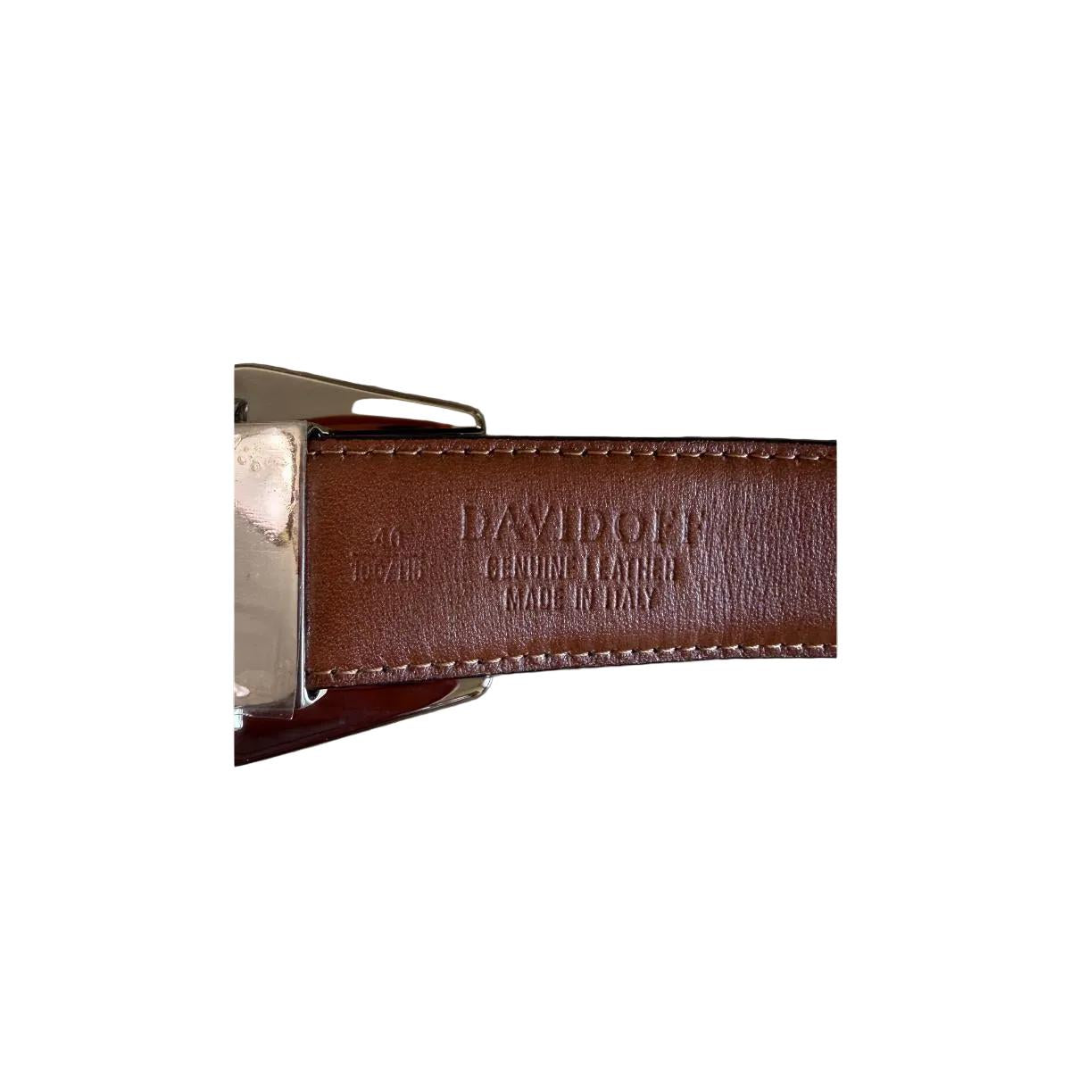 Davidoff Black Brown Leather Reversible Belt With Buckle 10206