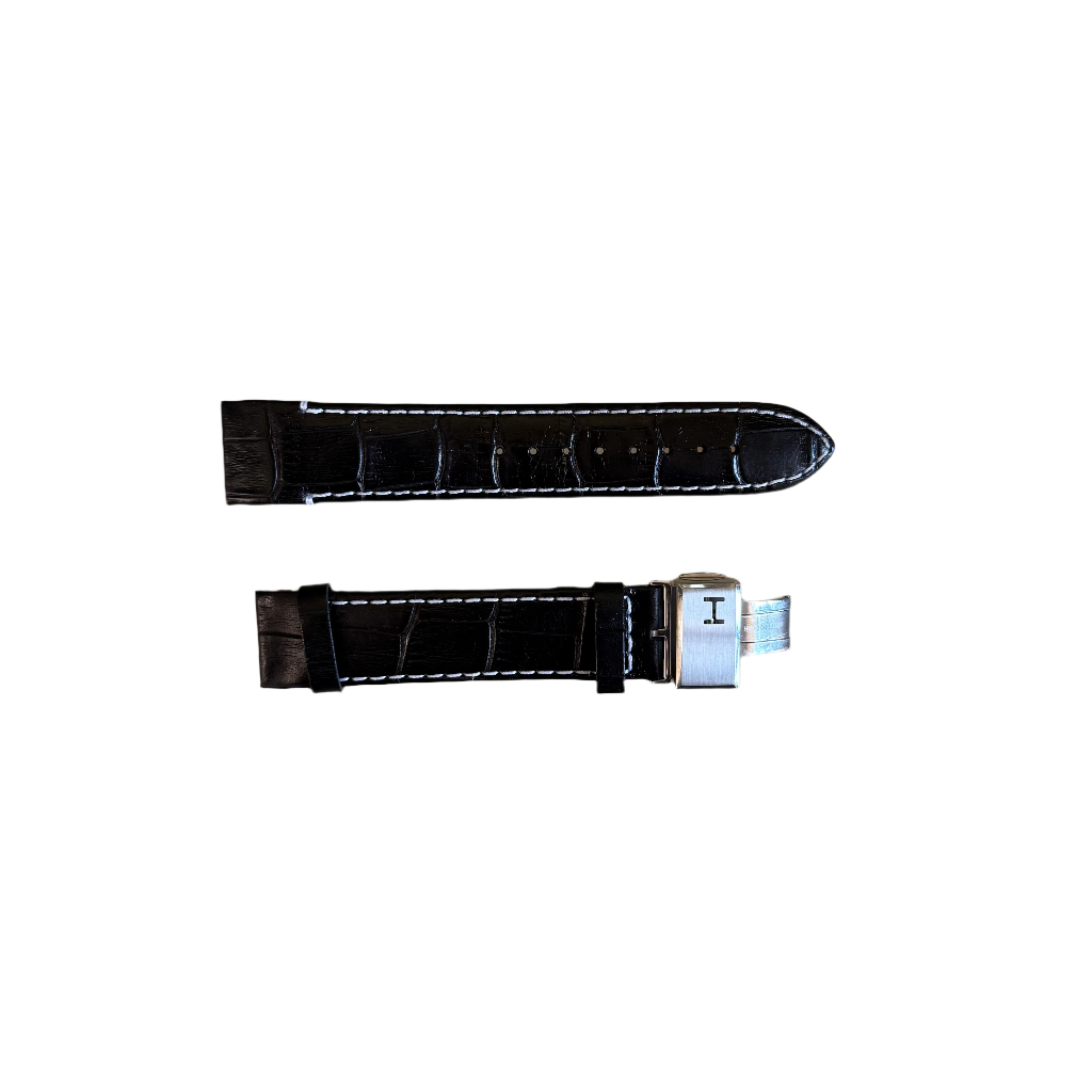 Authentic Hamilton Black Alligator Print Watch Strap Band 21mm Deployant Buckle H600335101