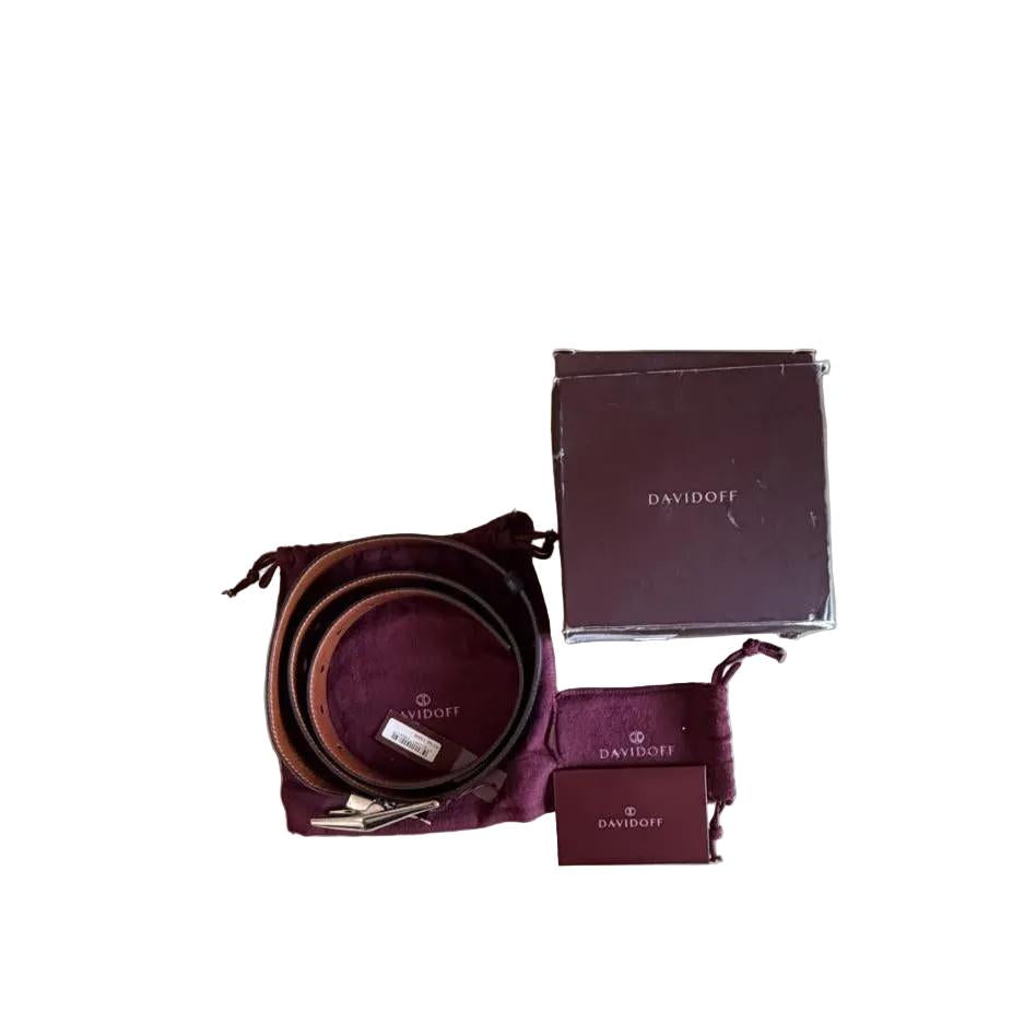 Davidoff Black Brown Leather Reversible Belt With Buckle 10206