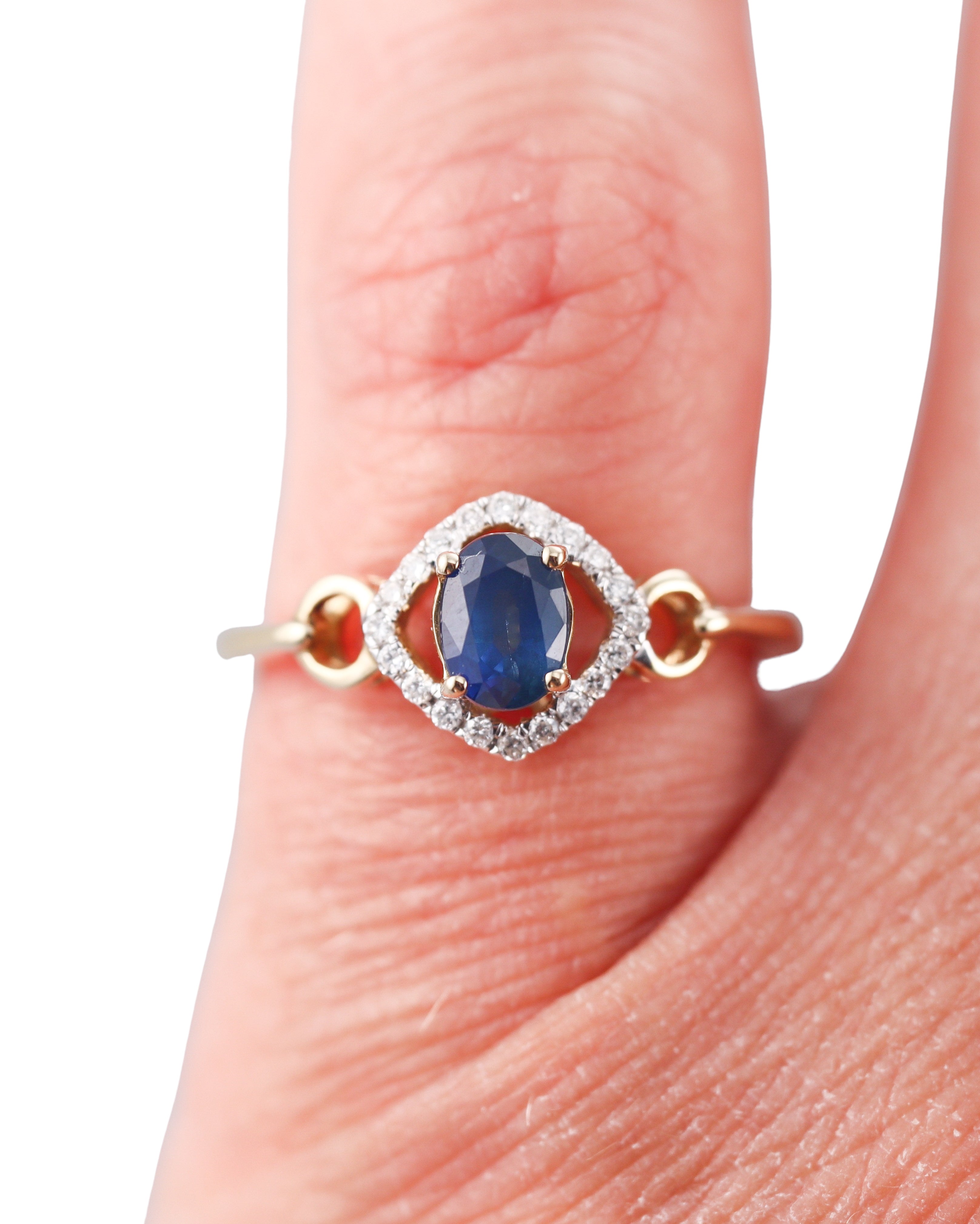 Kallati Yellow Gold Blue Sapphire Diamon Ring