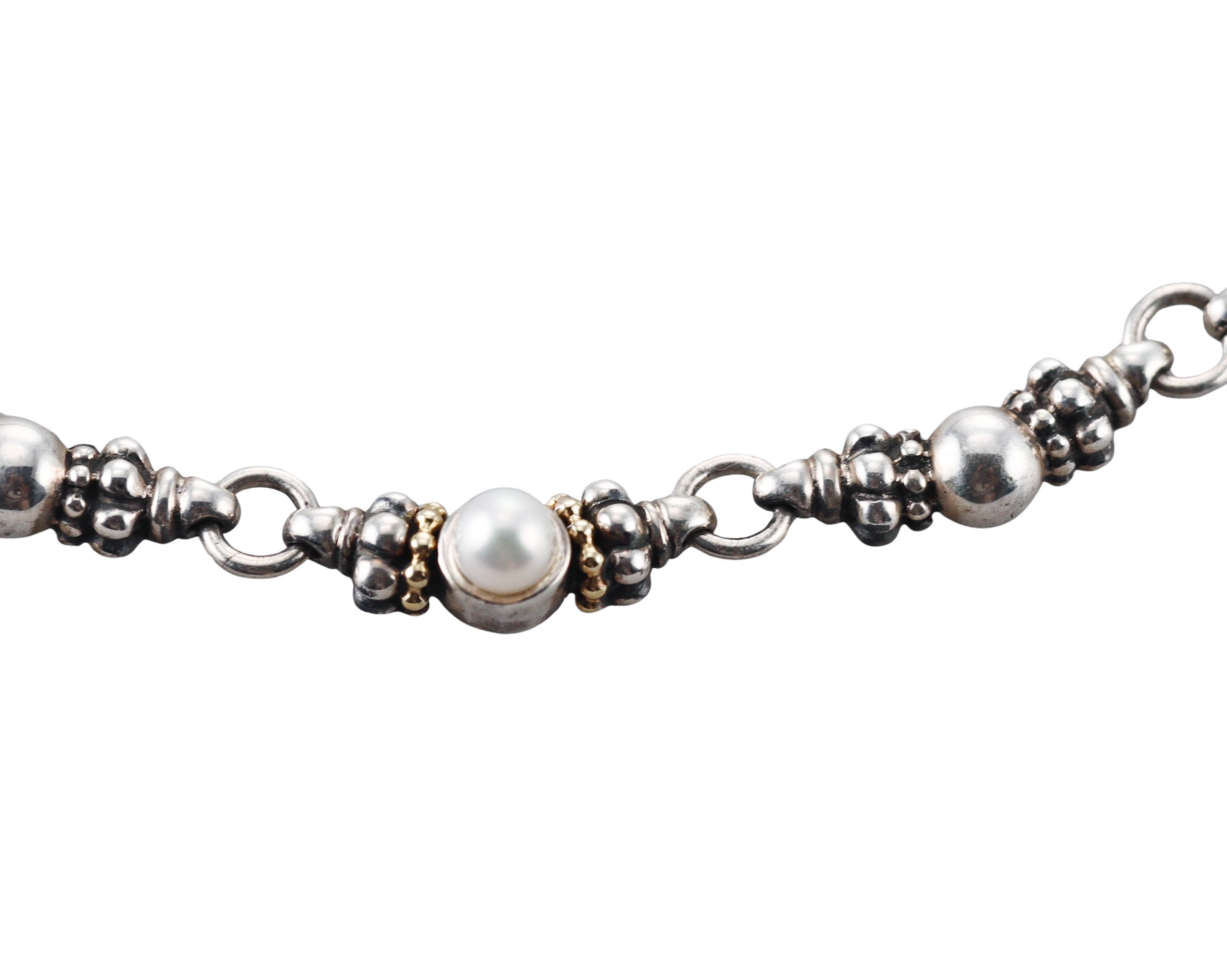 Lagos Caviar 18k Gold Silver Pearl Necklace