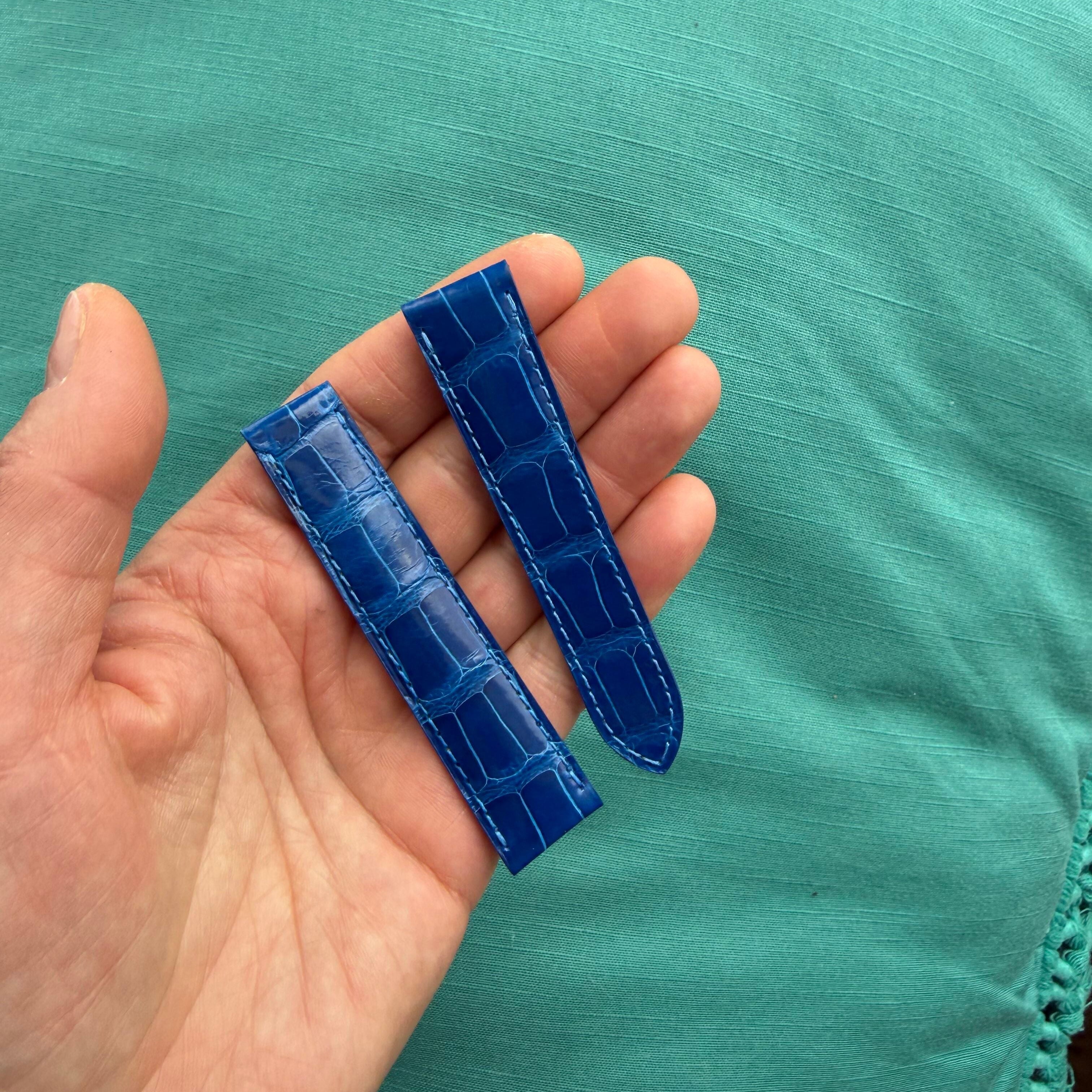 Authentic Cartier Blue Alligator Watch Strap Band 18.50mm KD31DN04-S05