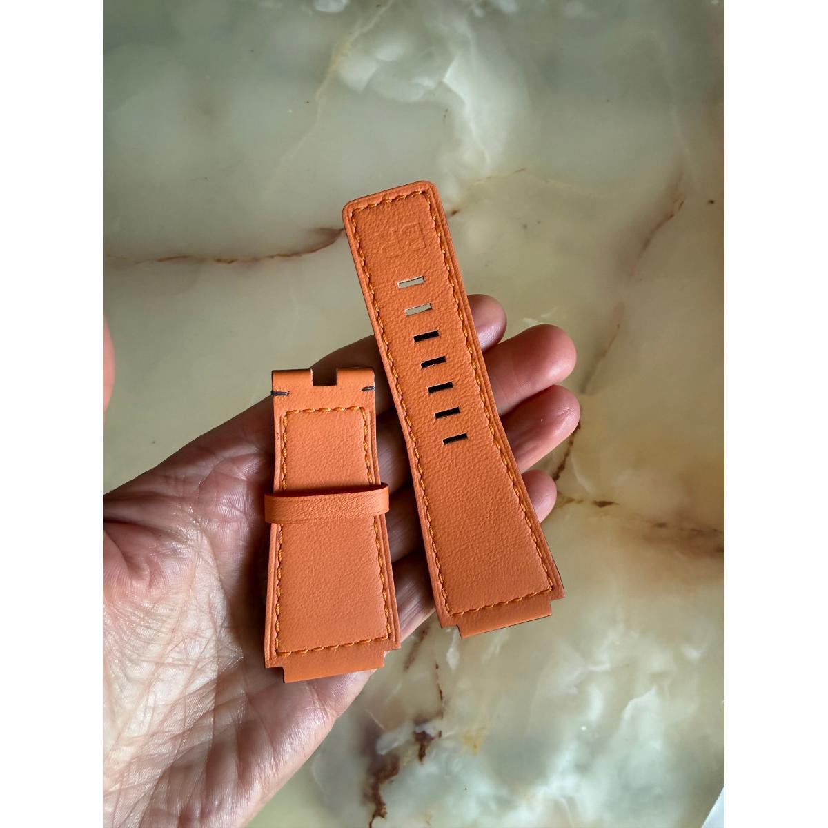 Authentic Bell & Ross Gray/Orange Reversible Leather Watch Strap Band 32mm