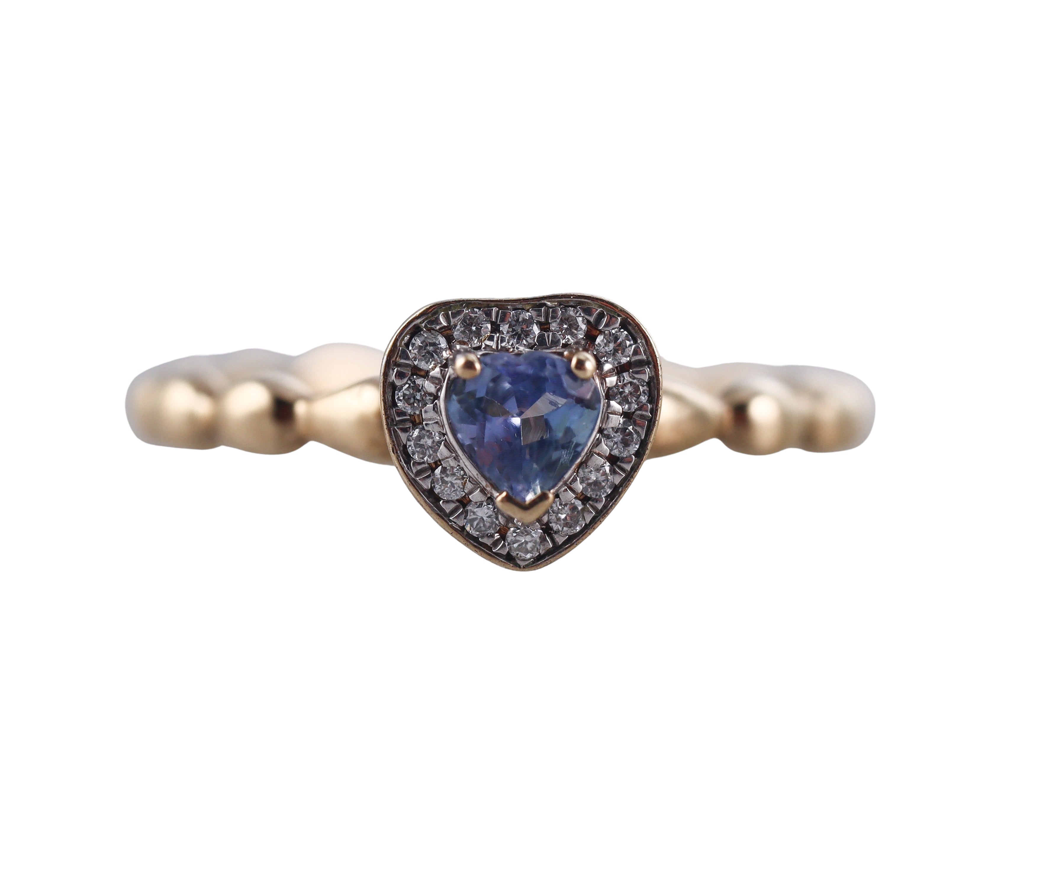 Kallati Yellow Gold Tanzanite Diamond Heart Ring