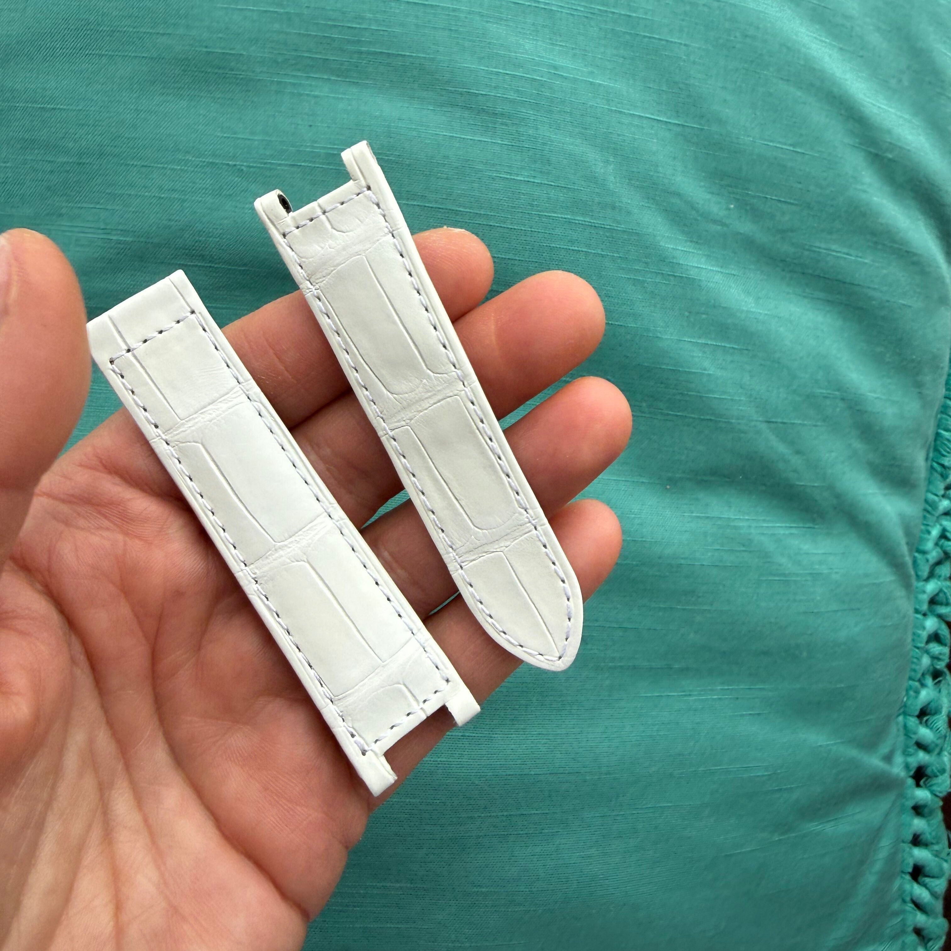 Authentic Cartier Pasha White Alligator Watch Strap Band 19mm KD22DK63-S06