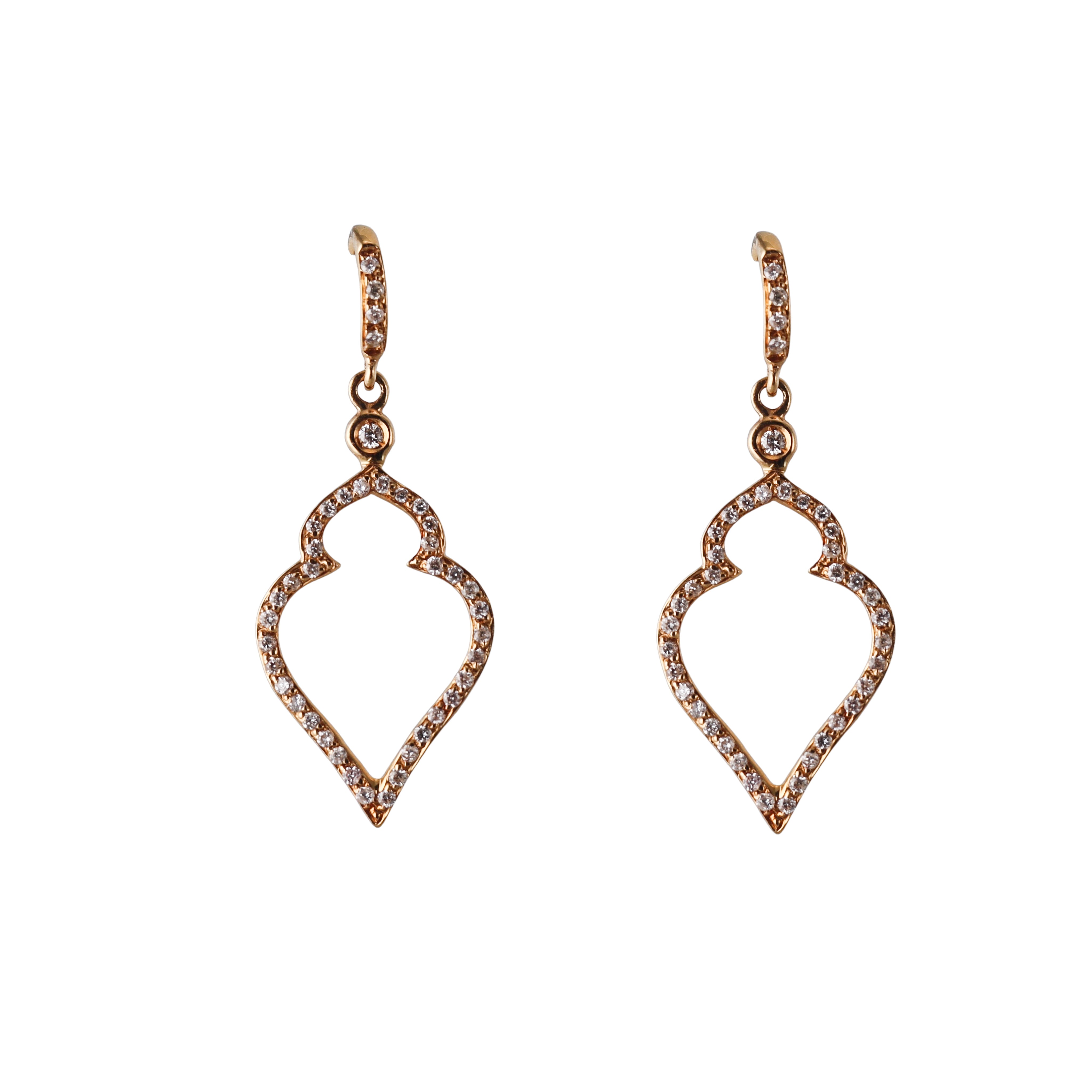 Italian 18k Rose Gold Diamond Drop Earrings