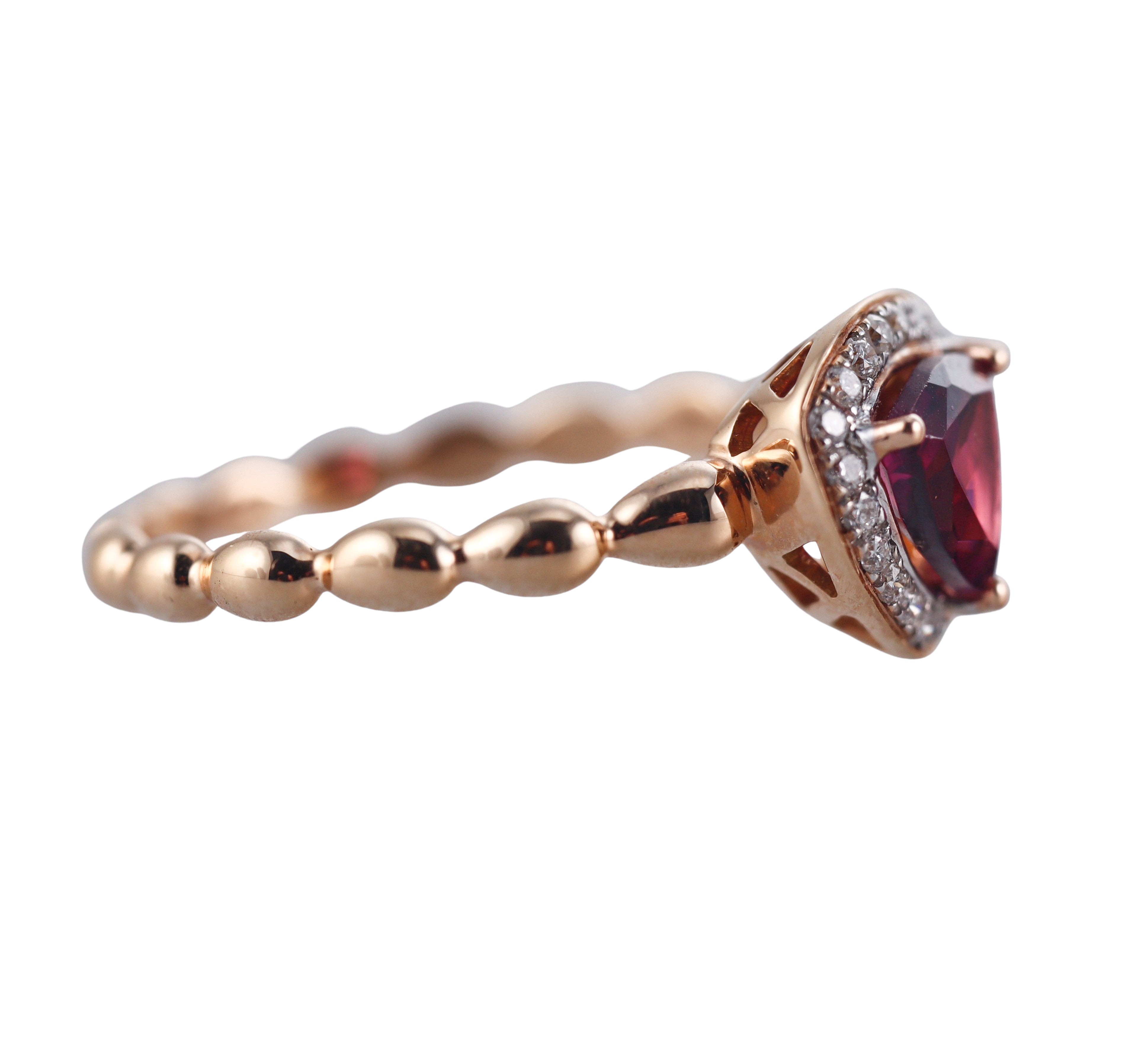 Kallati Yellow 18k Gold Pink Tourmaline Diamon Ring