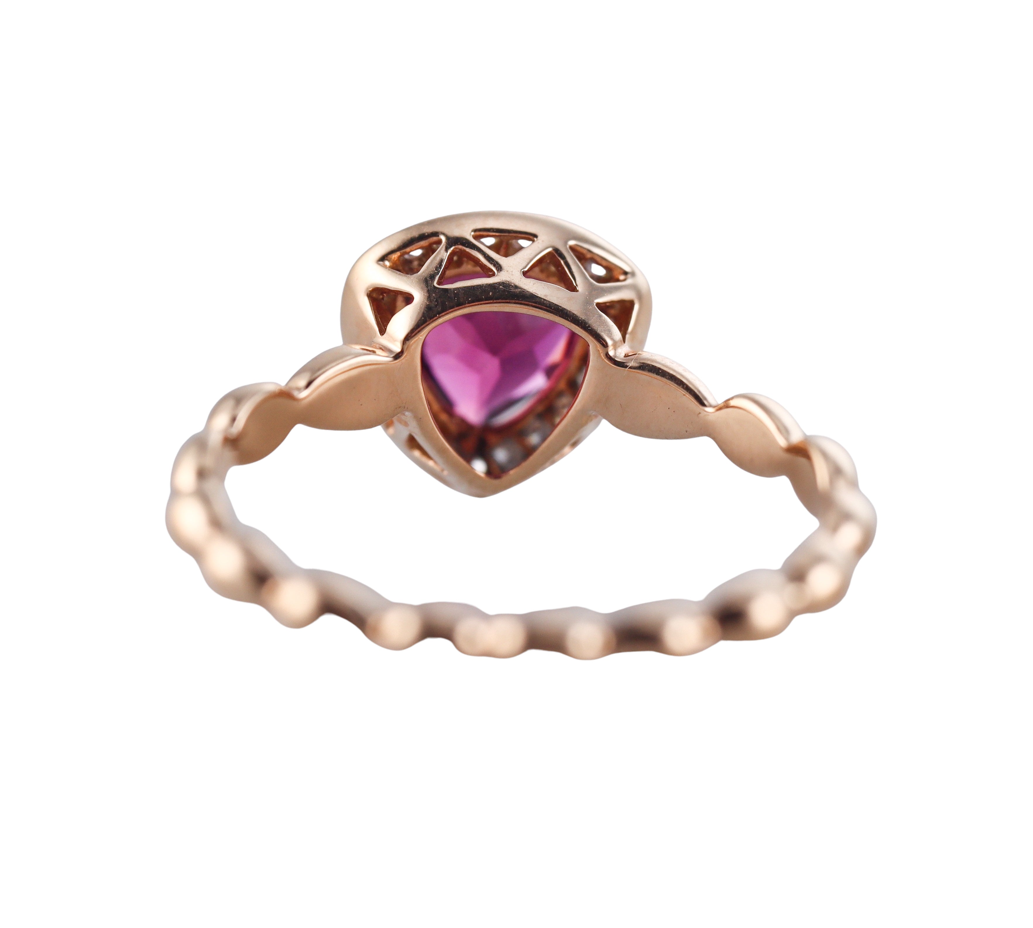 Kallati Yellow 18k Gold Pink Tourmaline Diamon Ring