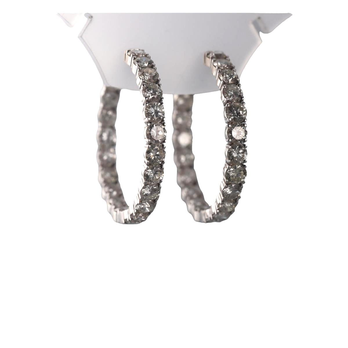 14k Diamond Gold Hoop Earrings