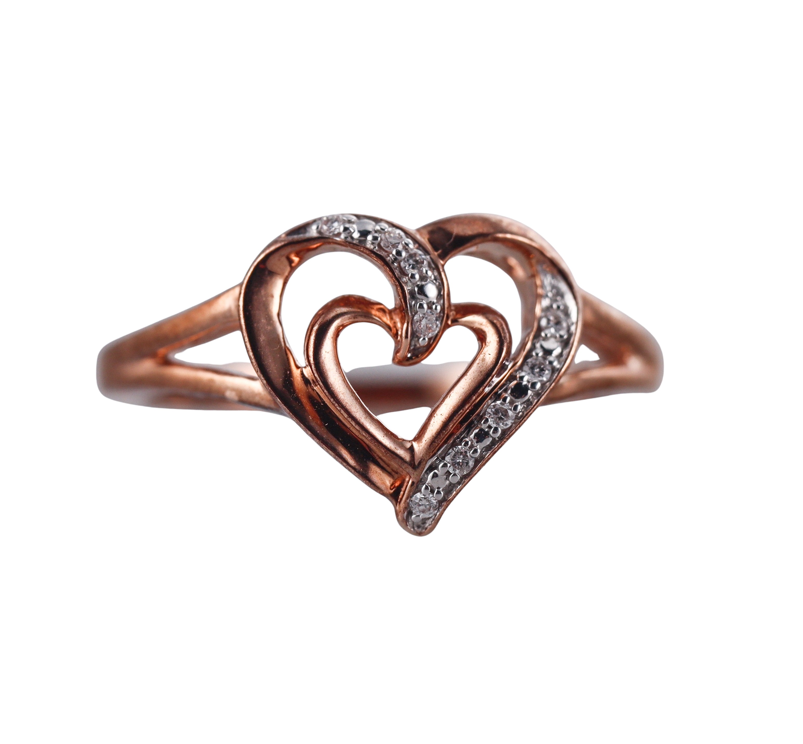 Kallati Rose Gold Diamond Heart  Ring