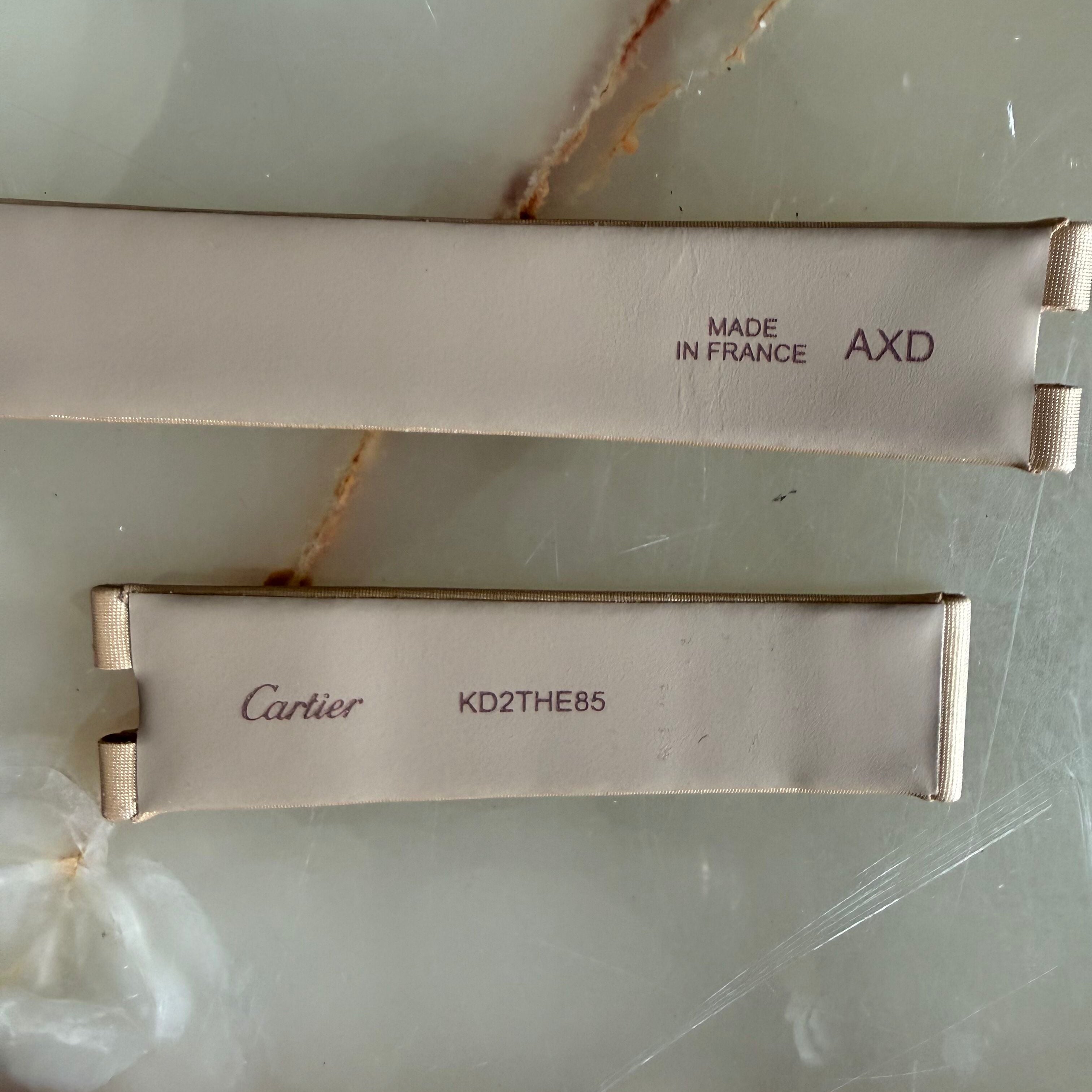 Authentic Cartier Gold Satin & Leather Watch Strap Band 19.55mm KD2THE85