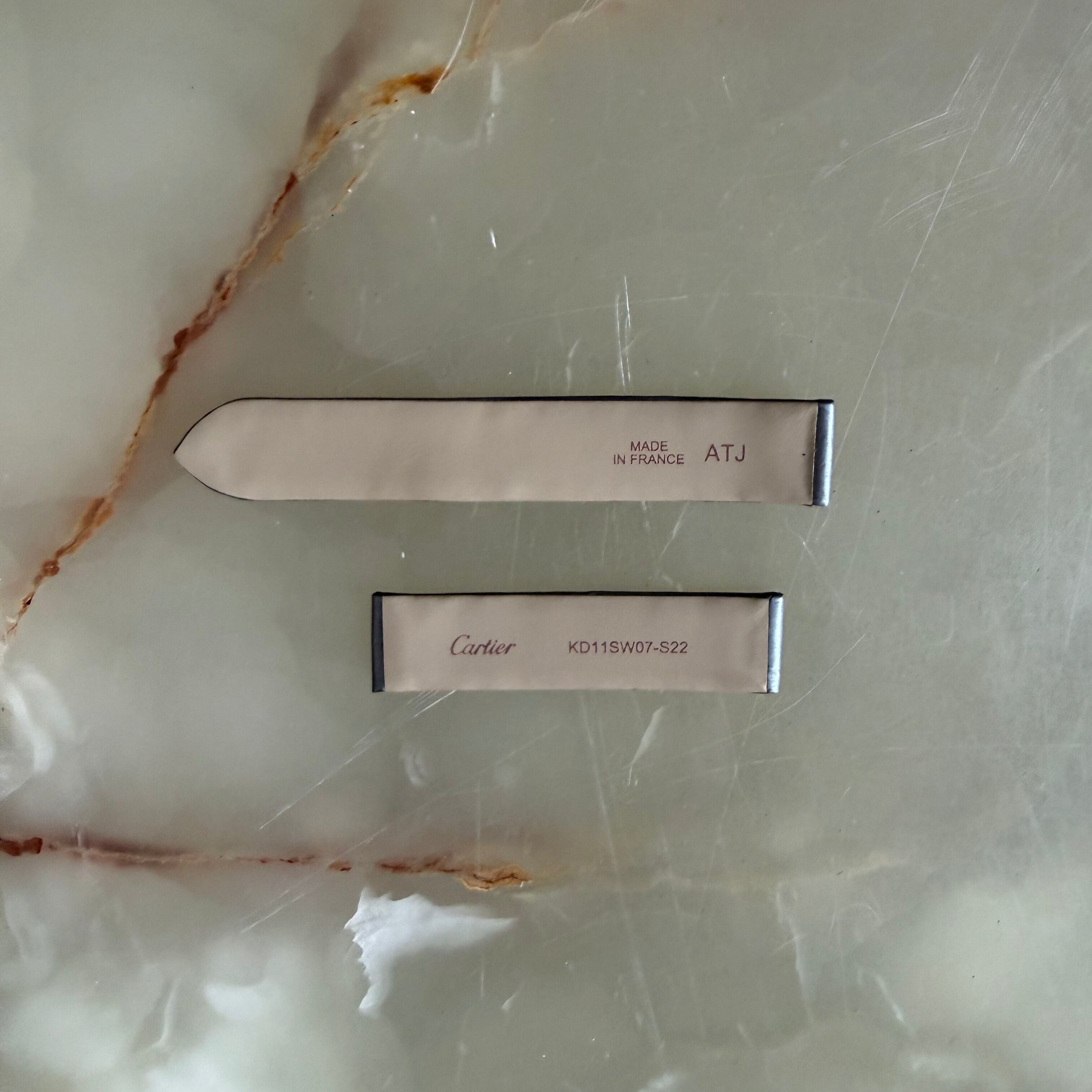 Authentic Cartier Gray Satin & Leather Watch Strap Band 15.35mm KD11SW07-S22