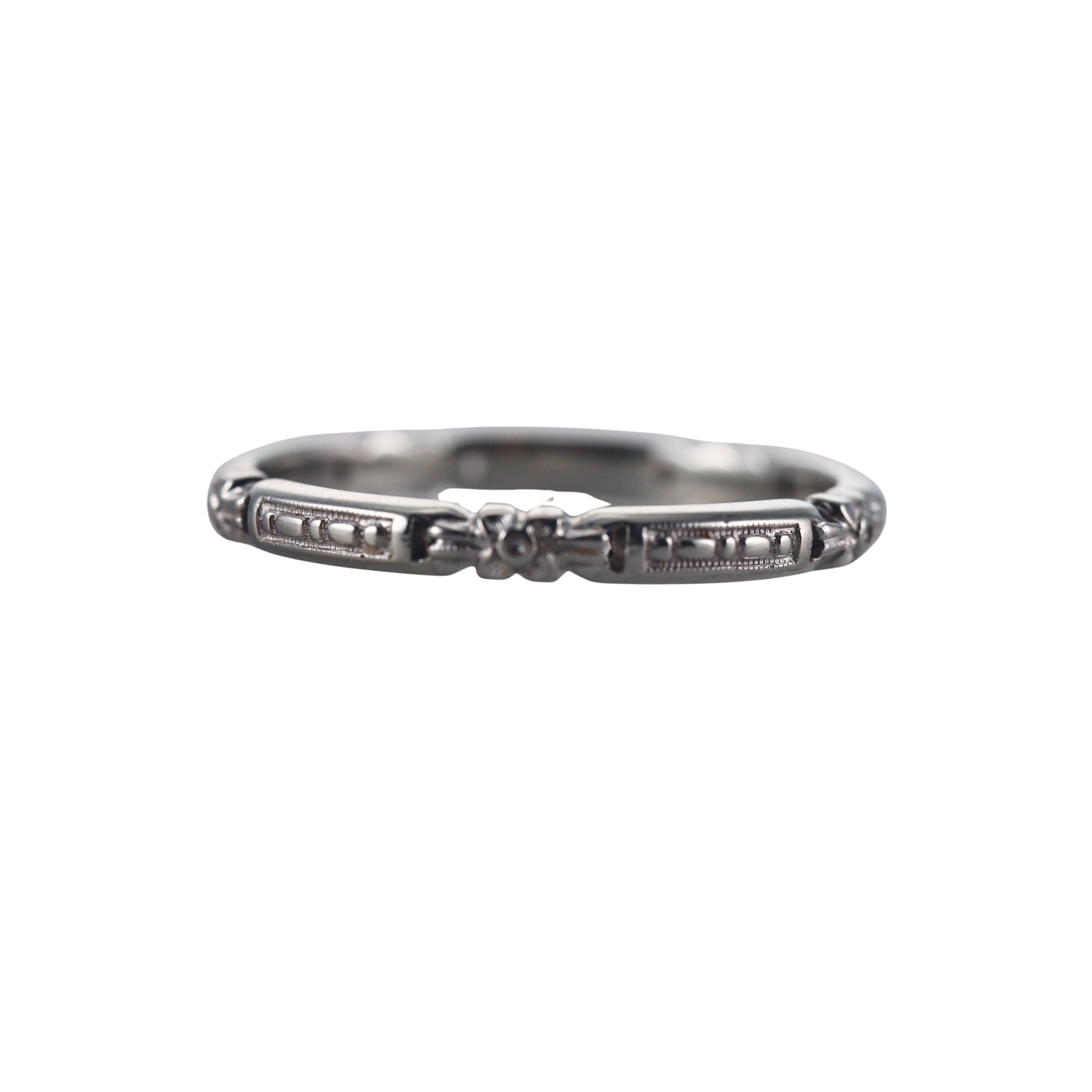 Art Deco 18k Gold Blossom Wedding Band Ring