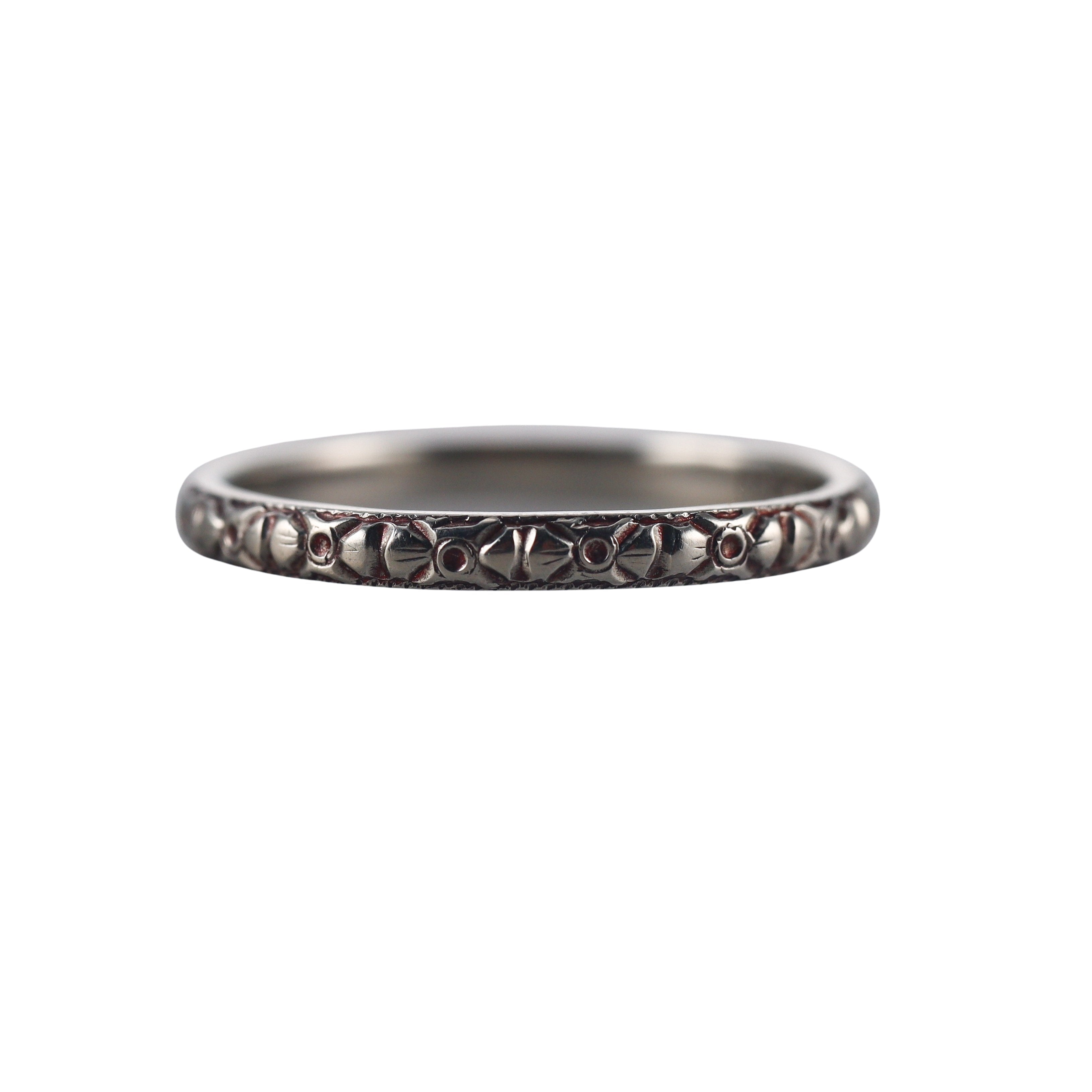 Art Deco 18k Blossom Wedding Band Ring