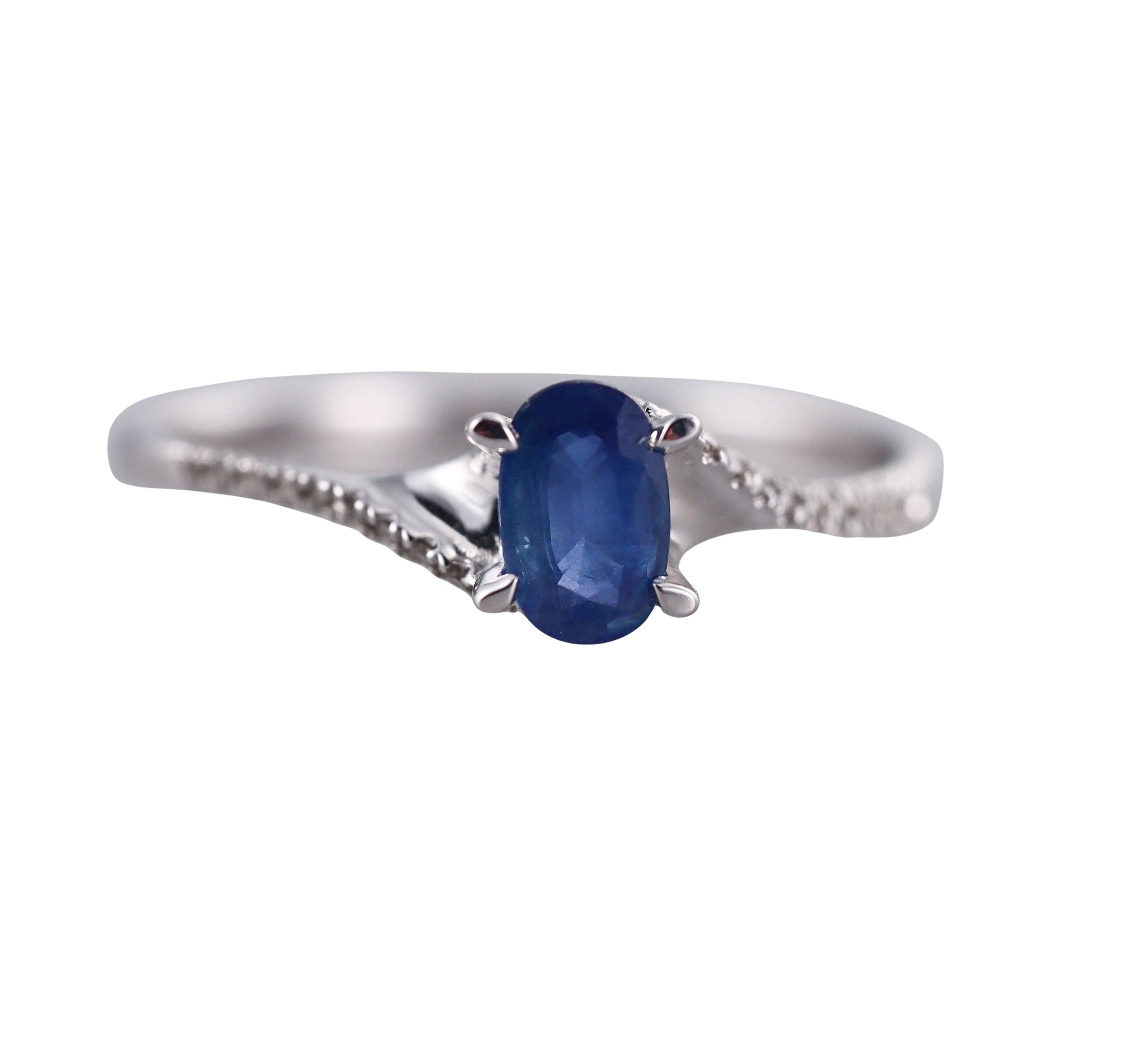 Kallati White Gold Blue Sapphire Diamond Ring