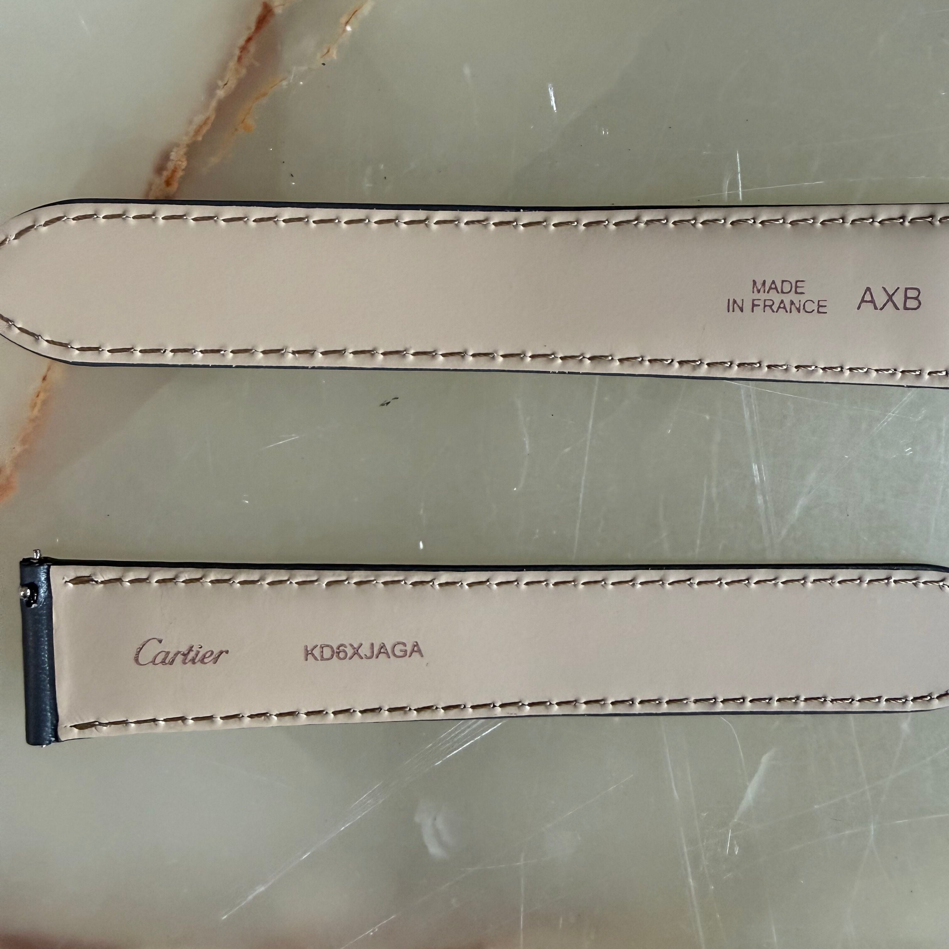 Authentic Cartier Gray Leather Watch Strap Band 20mm KD6XJAGA