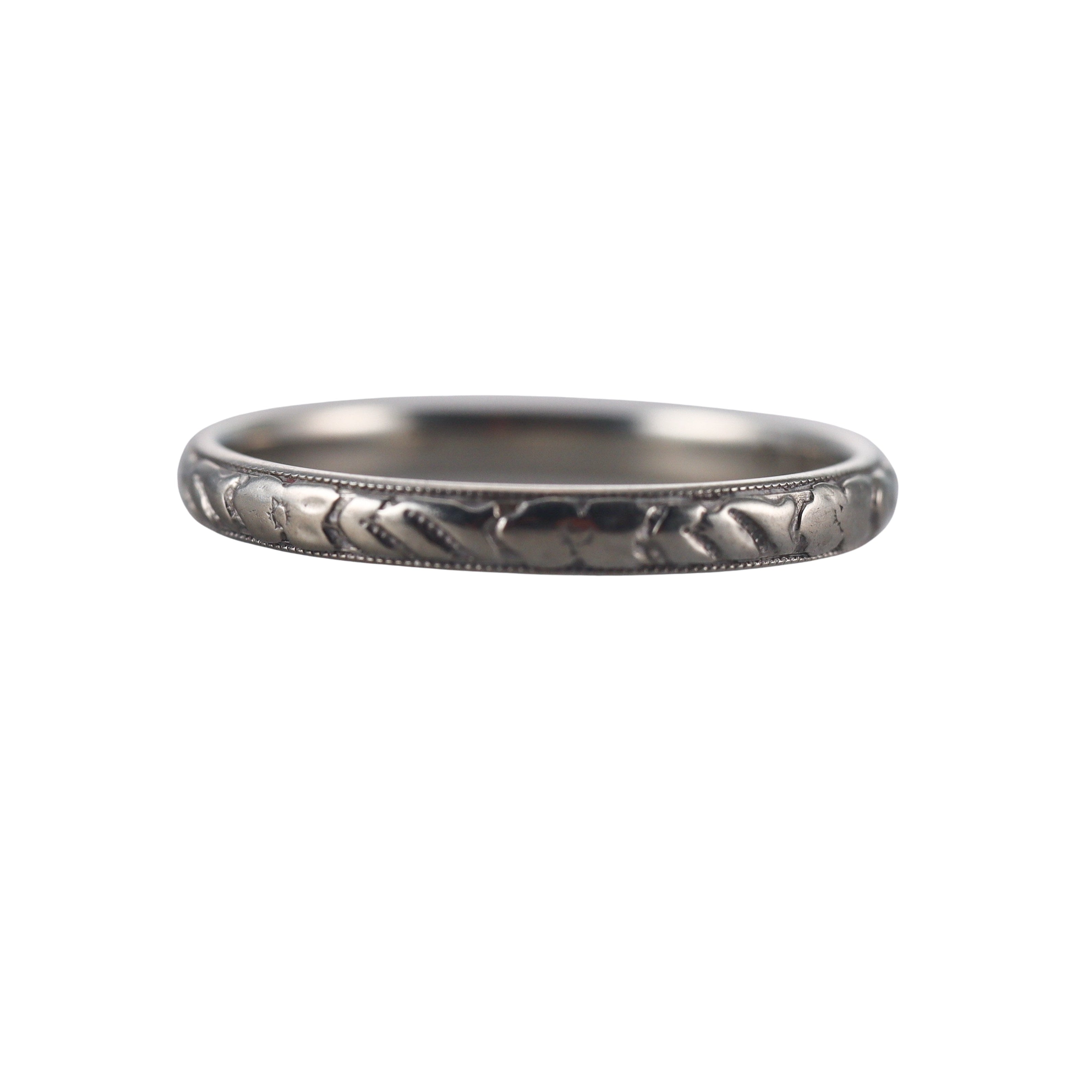 Art Deco Blossom 18k Wedding Band Ring