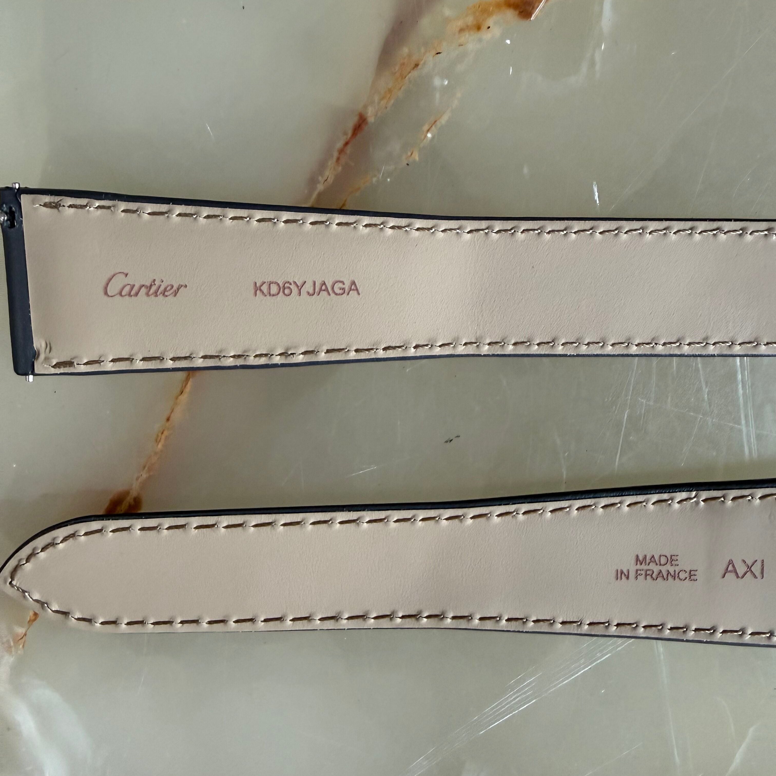 Authentic Cartier Gray Leather Watch Strap Band 23mm KD6YJAGA