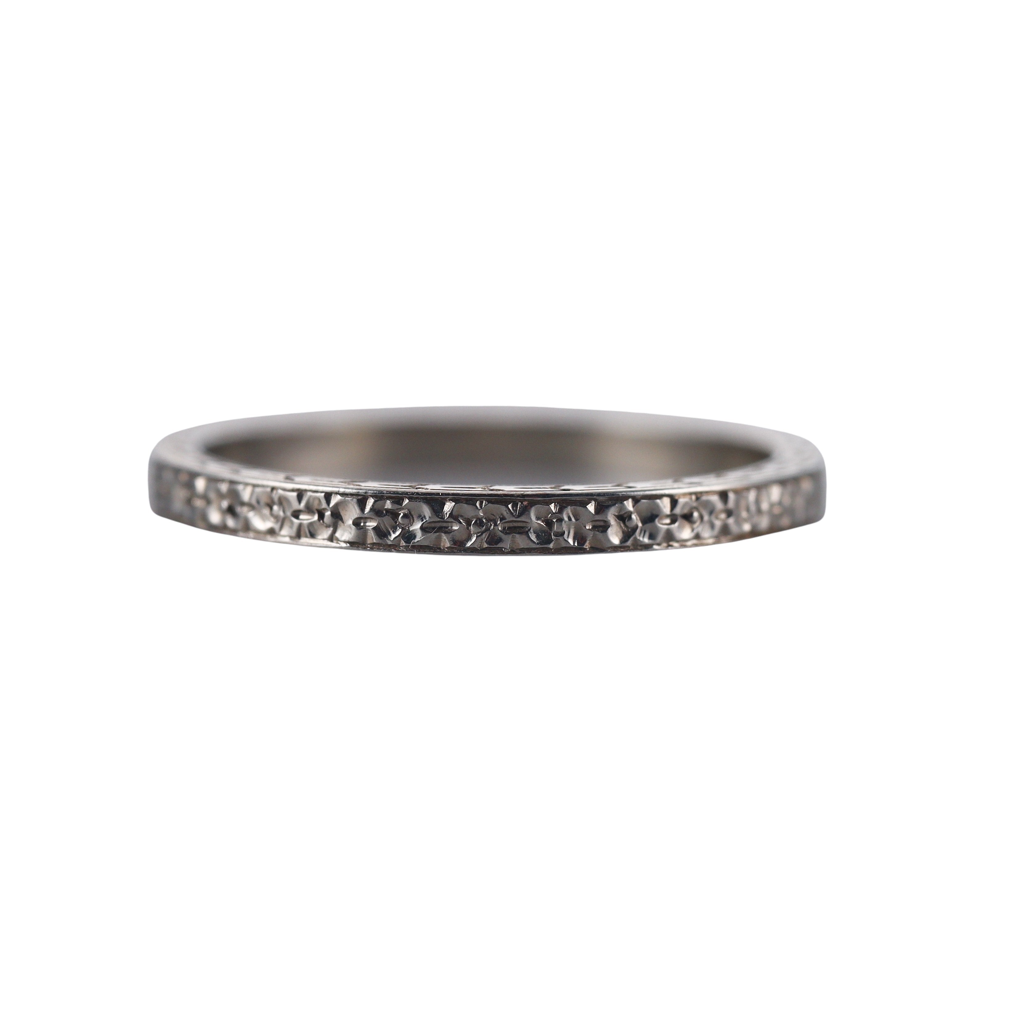 Art Deco Blossom 18k Wedding Band Ring