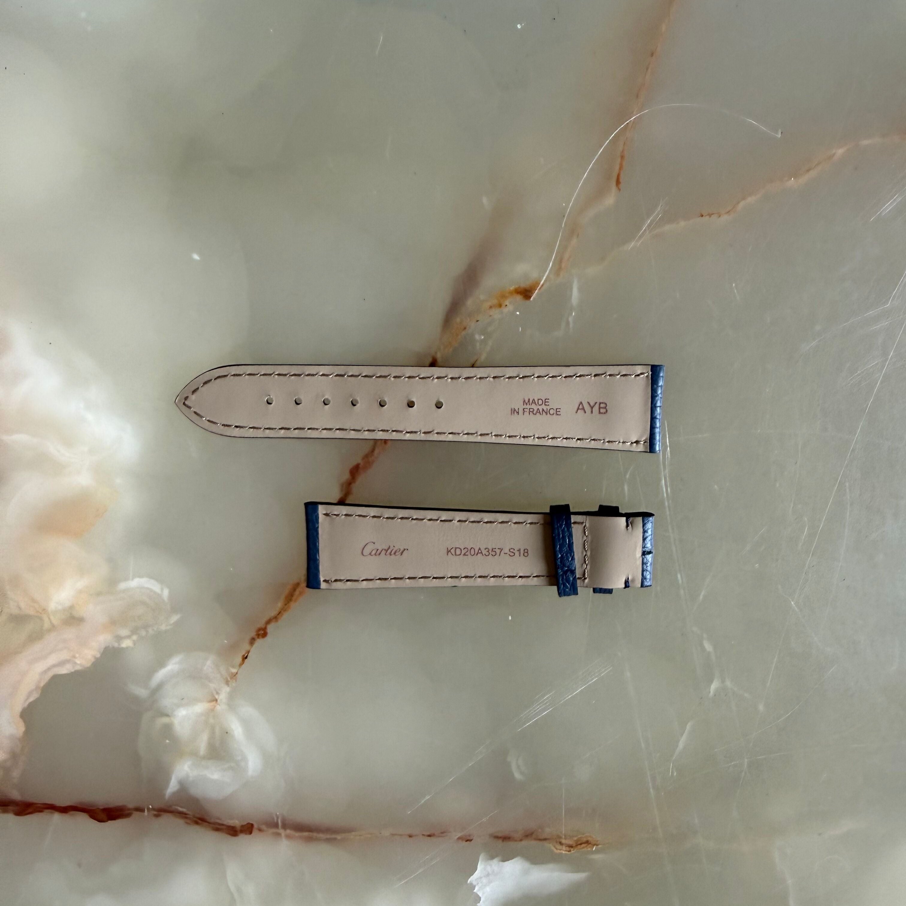 Authentic Cartier Blue Calfskin Watch Strap Band 18.70mm KD20A357-S18
