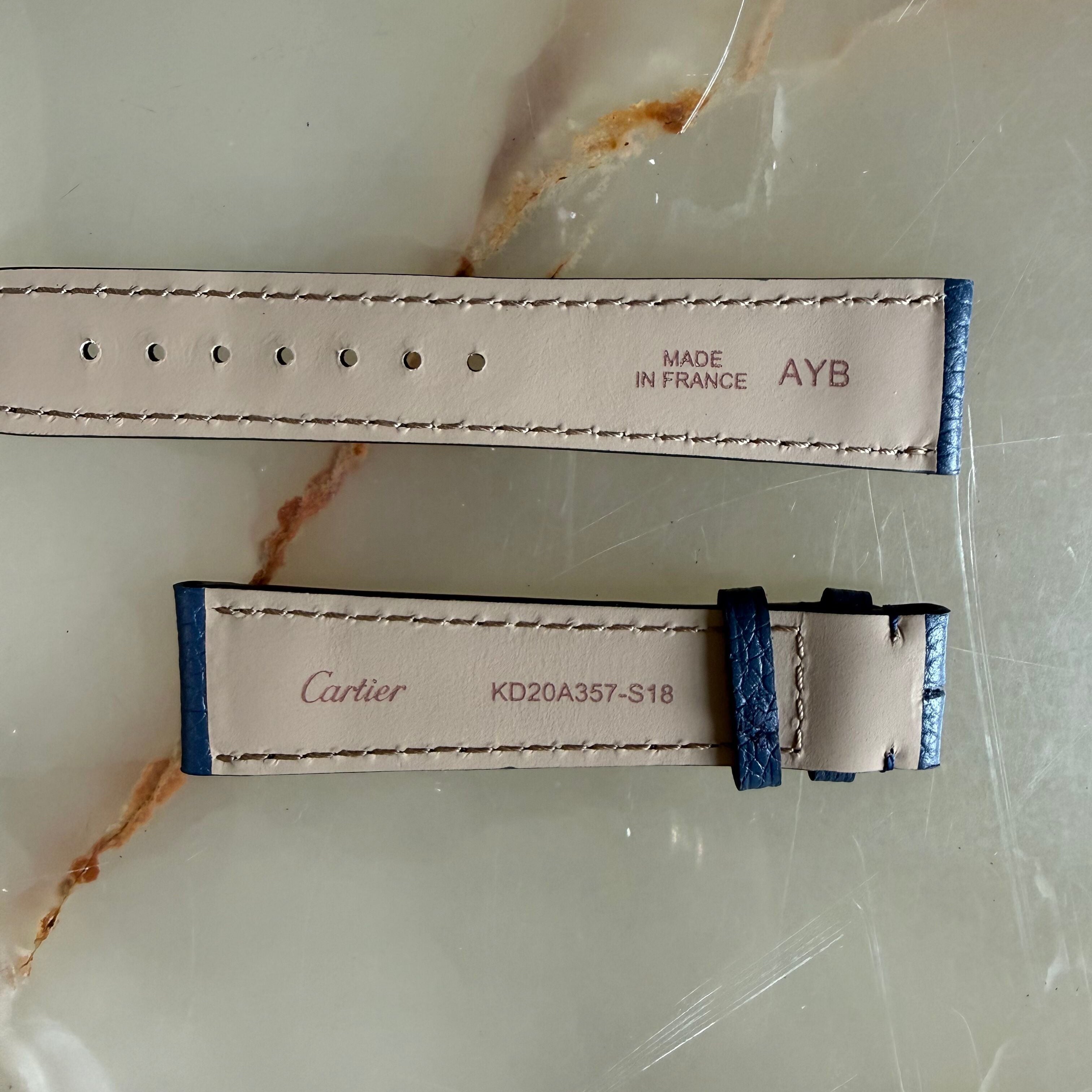 Authentic Cartier Blue Calfskin Watch Strap Band 18.70mm KD20A357-S18