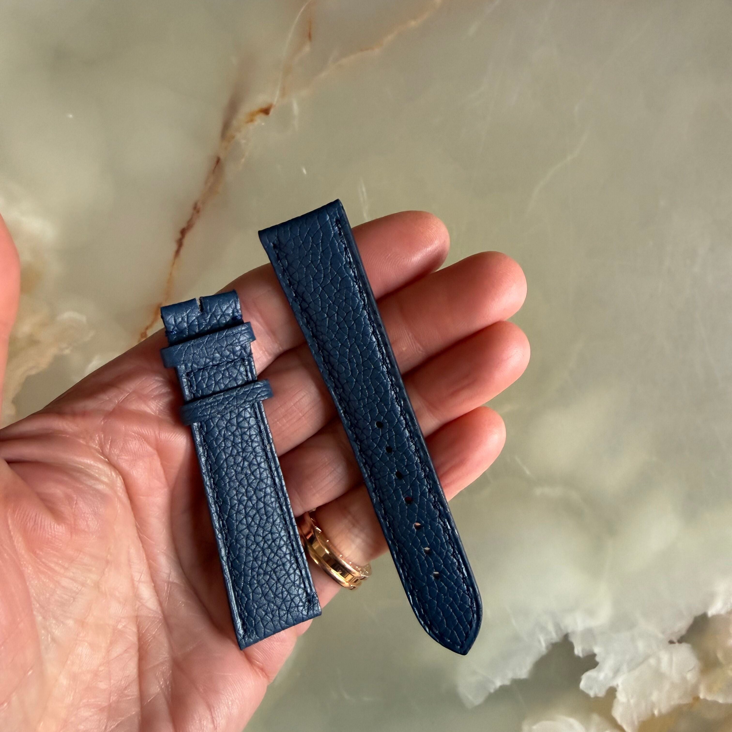 Authentic Cartier Blue Calfskin Watch Strap Band 18.70mm KD20A357-S18